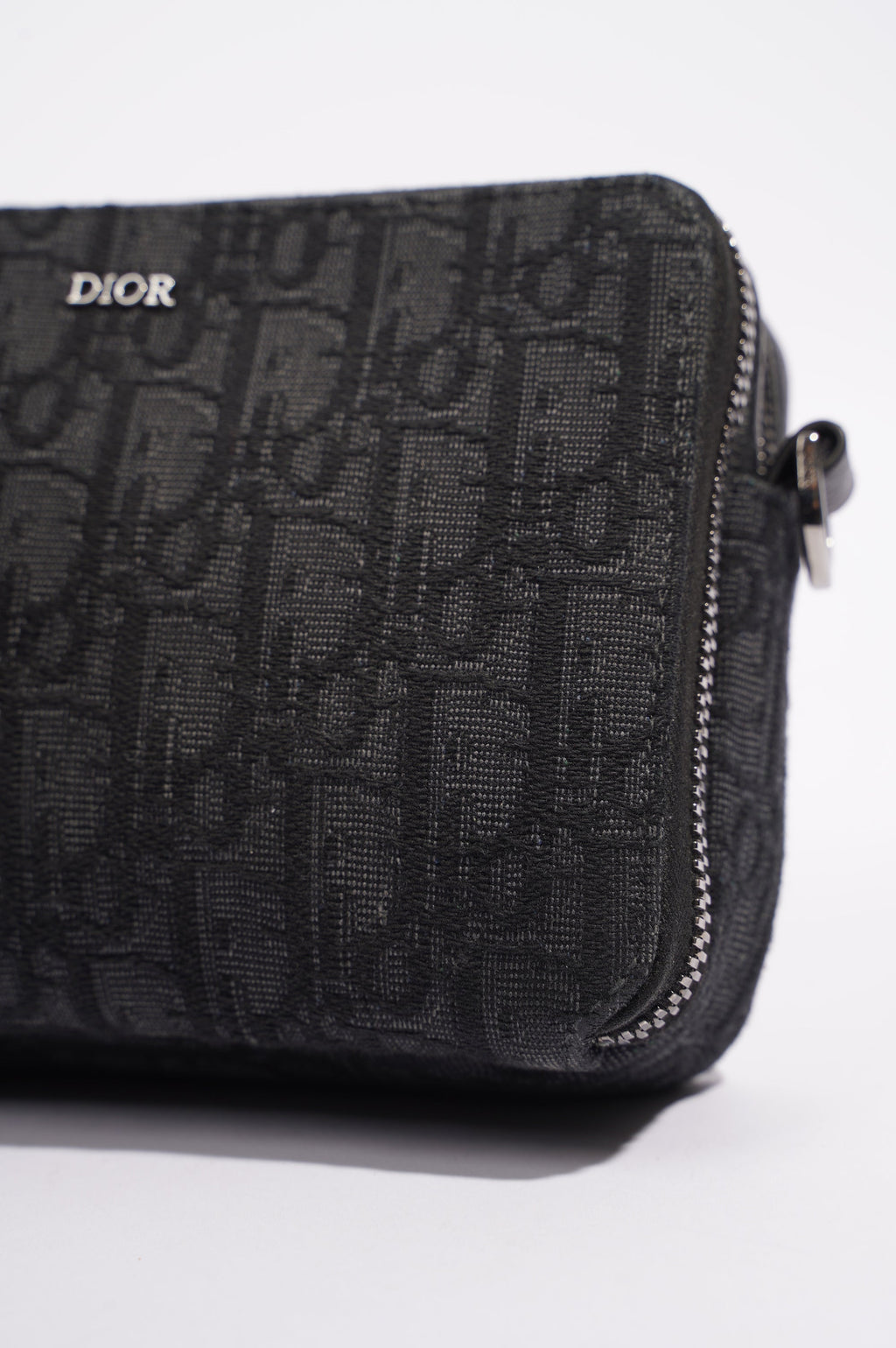 Christian Dior Mens Double Zip Crossbody Black Oblique Canvas