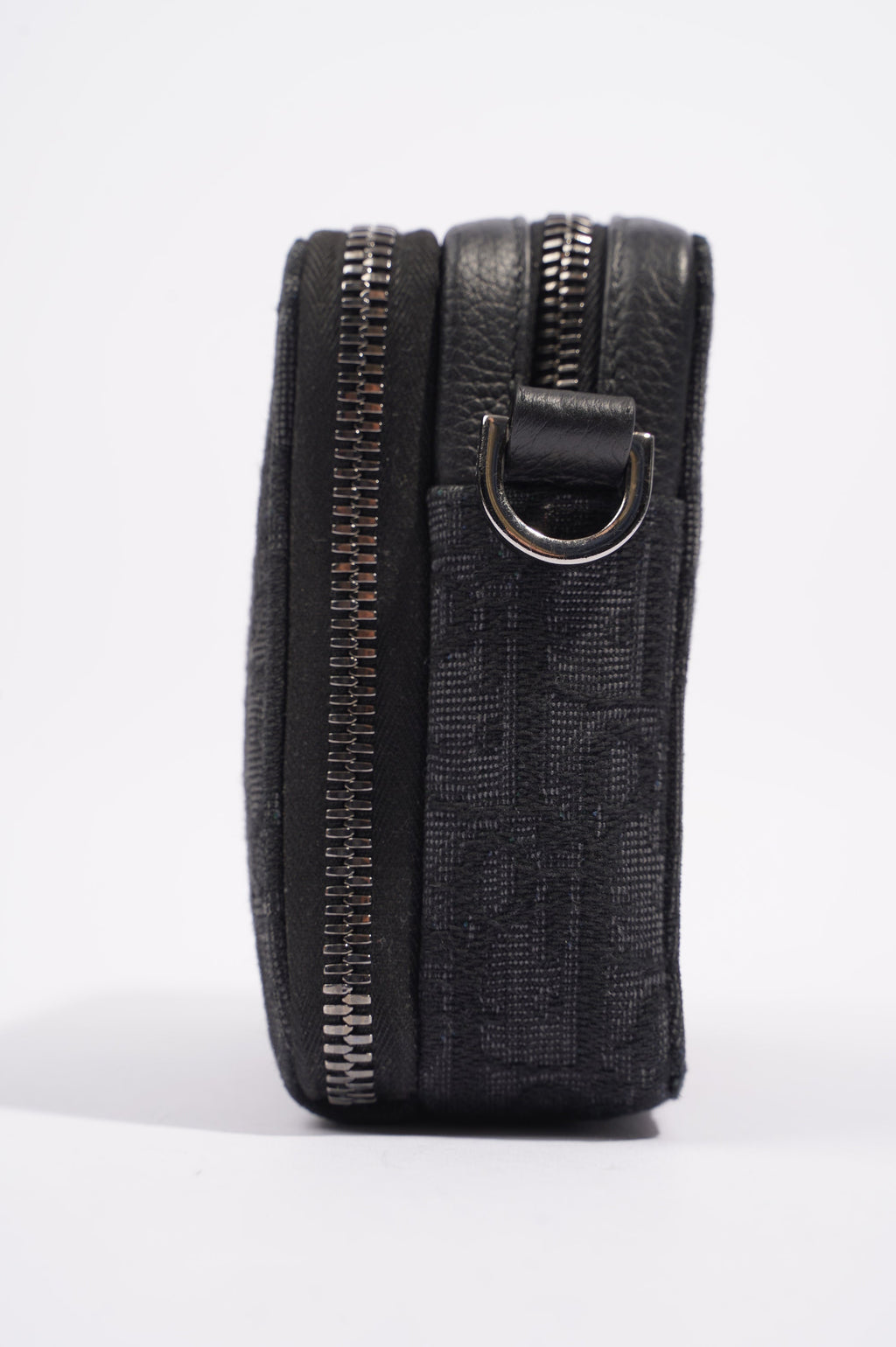 Christian Dior Mens Double Zip Crossbody Black Oblique Canvas