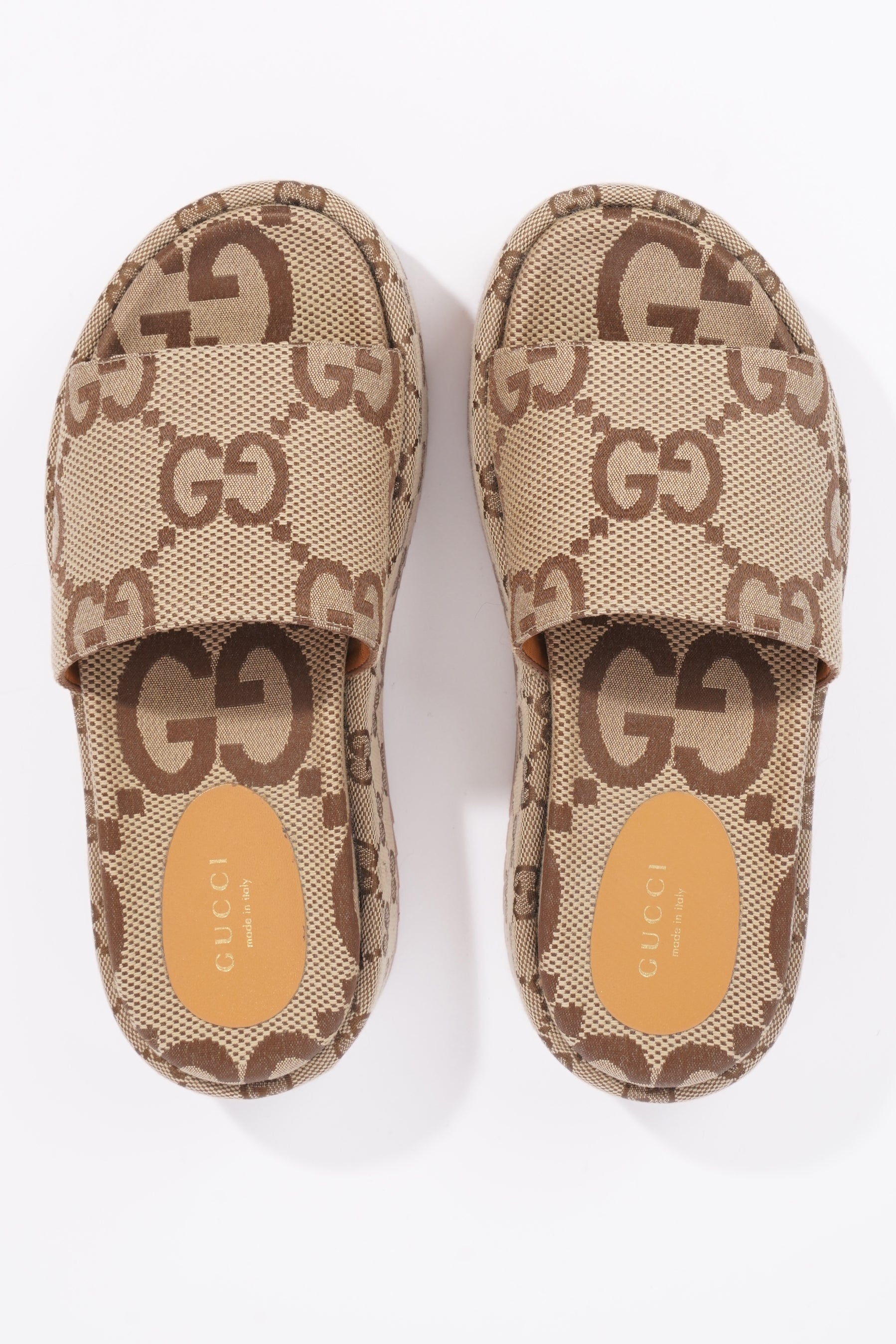 Gucci Womens Platform Slide Sandal Beige EU 35 / UK 2
