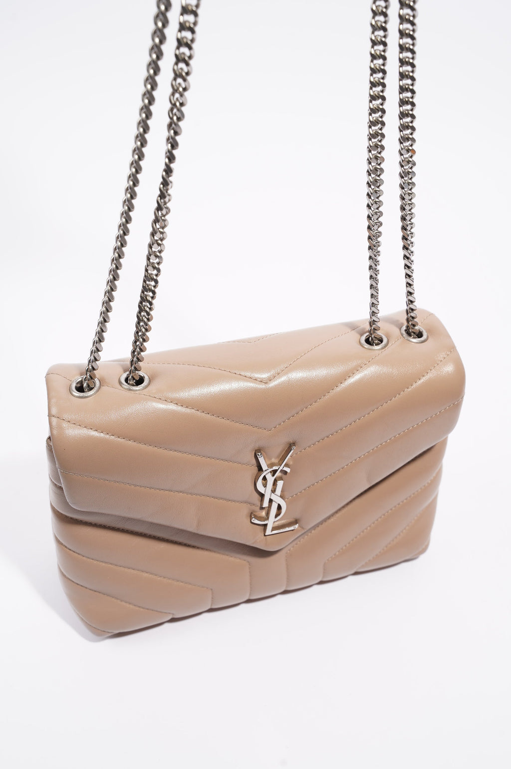 Saint Laurent Womens Lou Lou Dark Beige Small