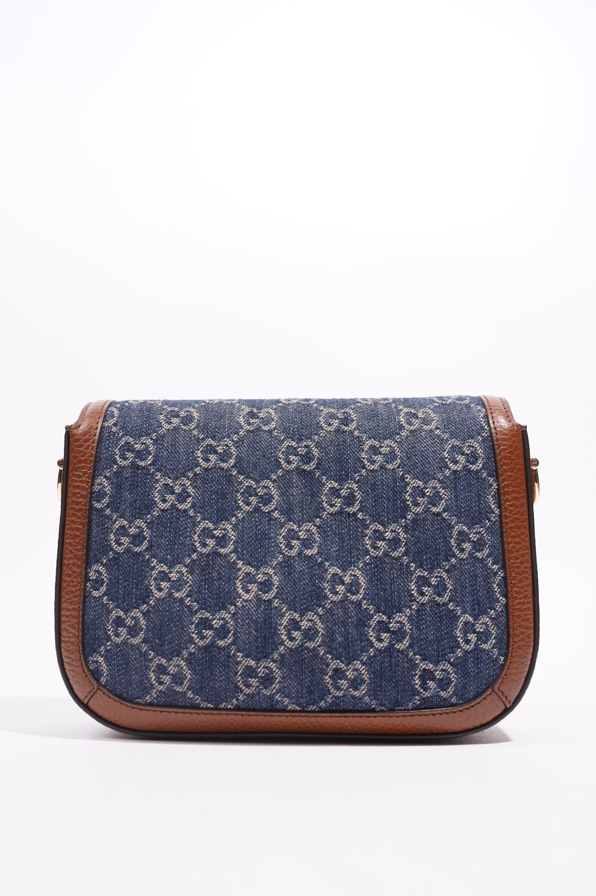 Gucci Womens Horsebit 1955 Mini Bag Denim / Brown