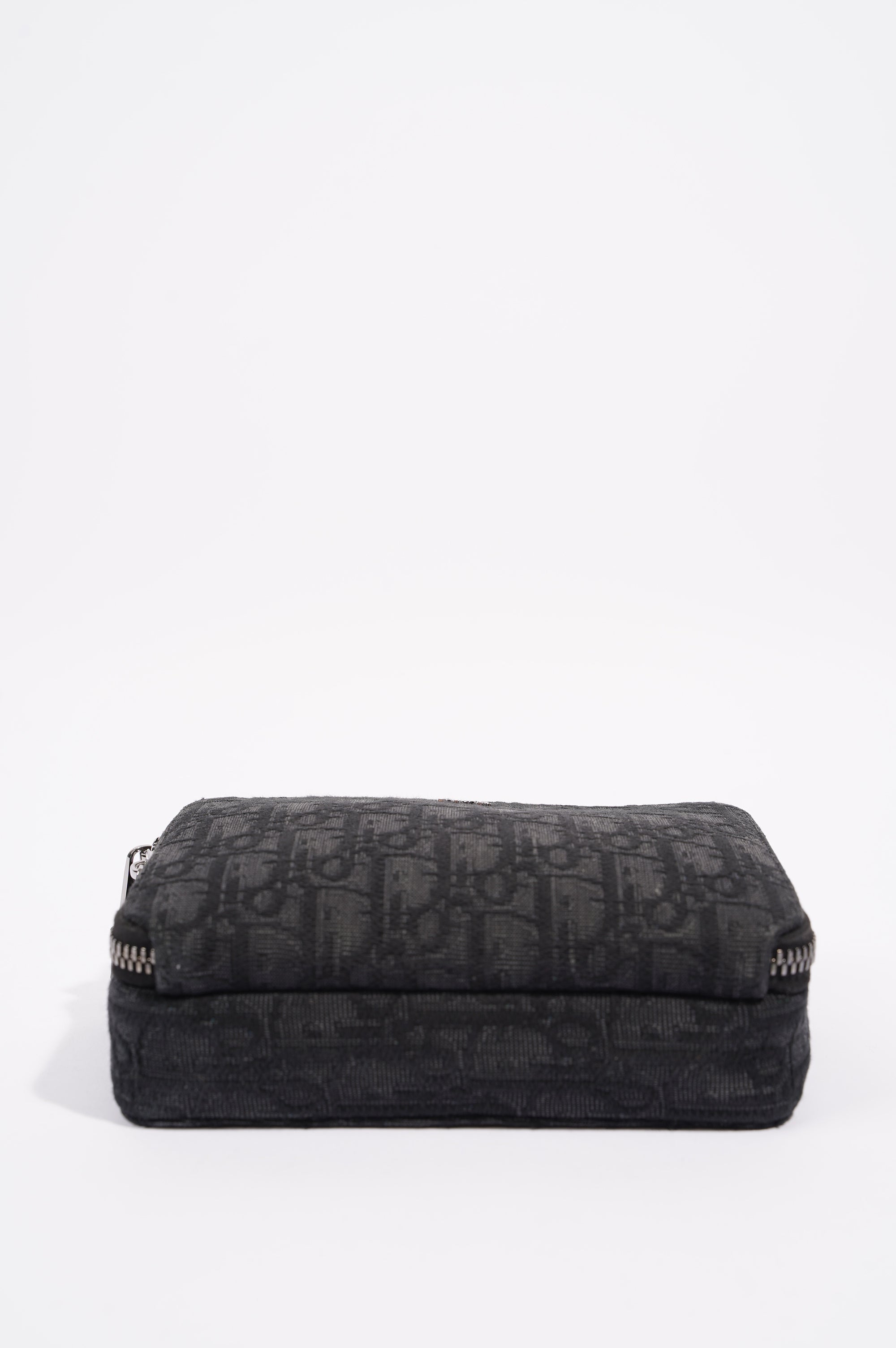 Christian Dior Mens Double Zip Crossbody Black Oblique Canvas