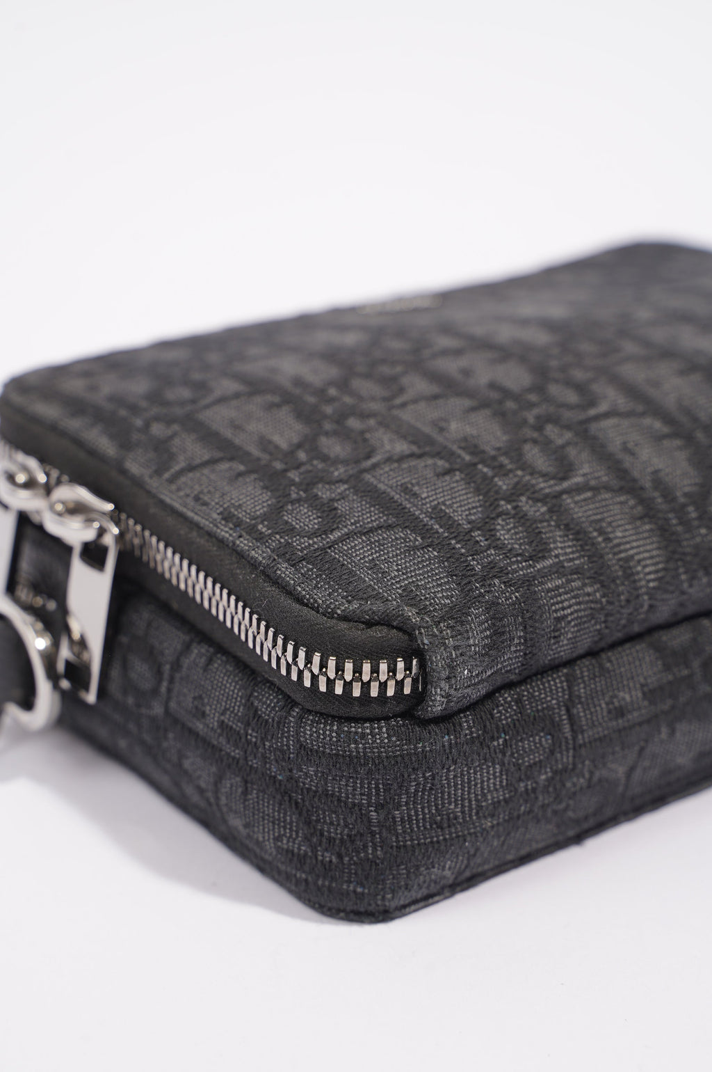 Christian Dior Mens Double Zip Crossbody Black Oblique Canvas