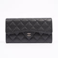 Chanel Womens Flap Wallet Black Caviar