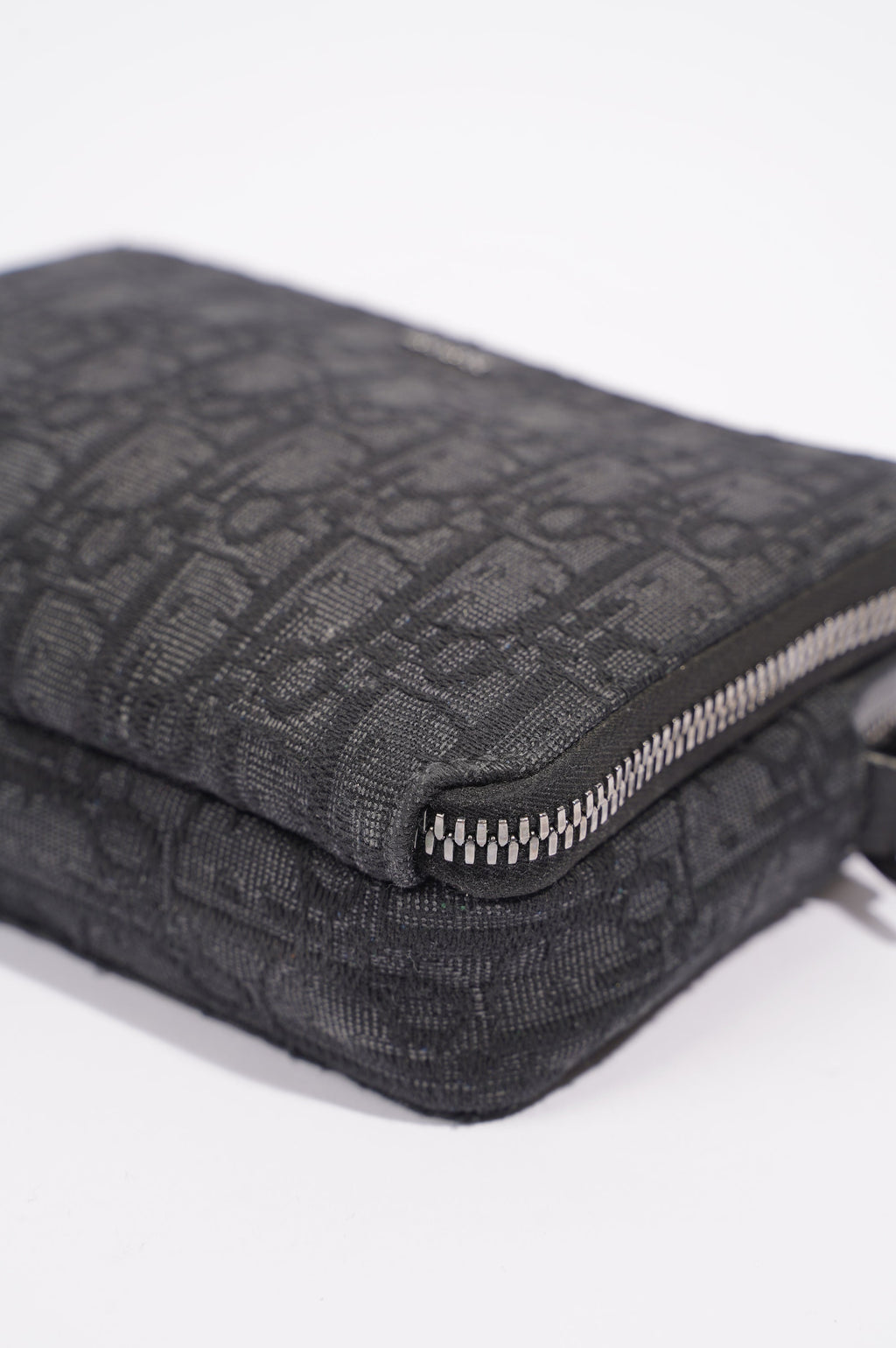 Christian Dior Mens Double Zip Crossbody Black Oblique Canvas