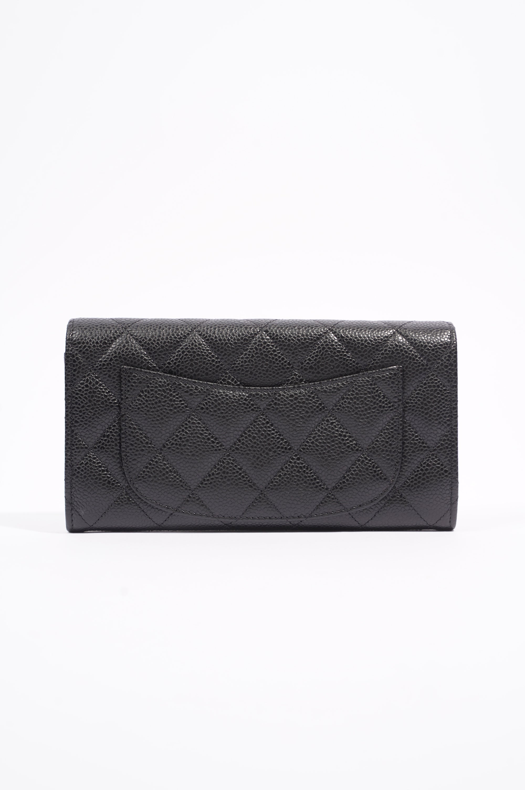Chanel Womens Flap Wallet Black Caviar