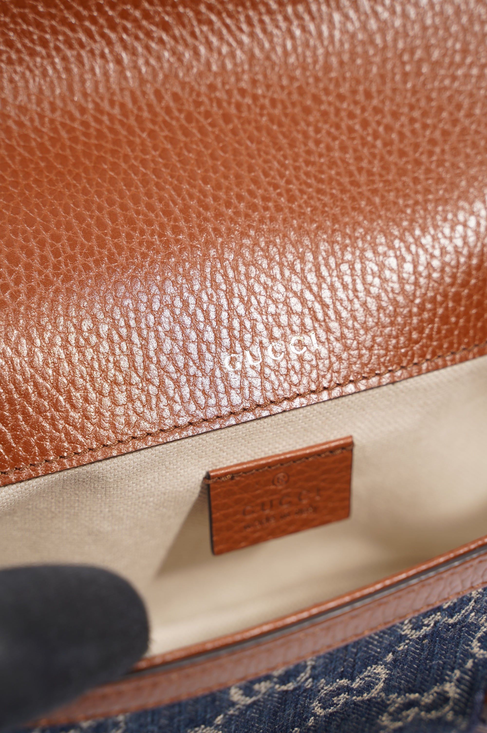 Gucci Womens Horsebit 1955 Mini Bag Denim / Brown