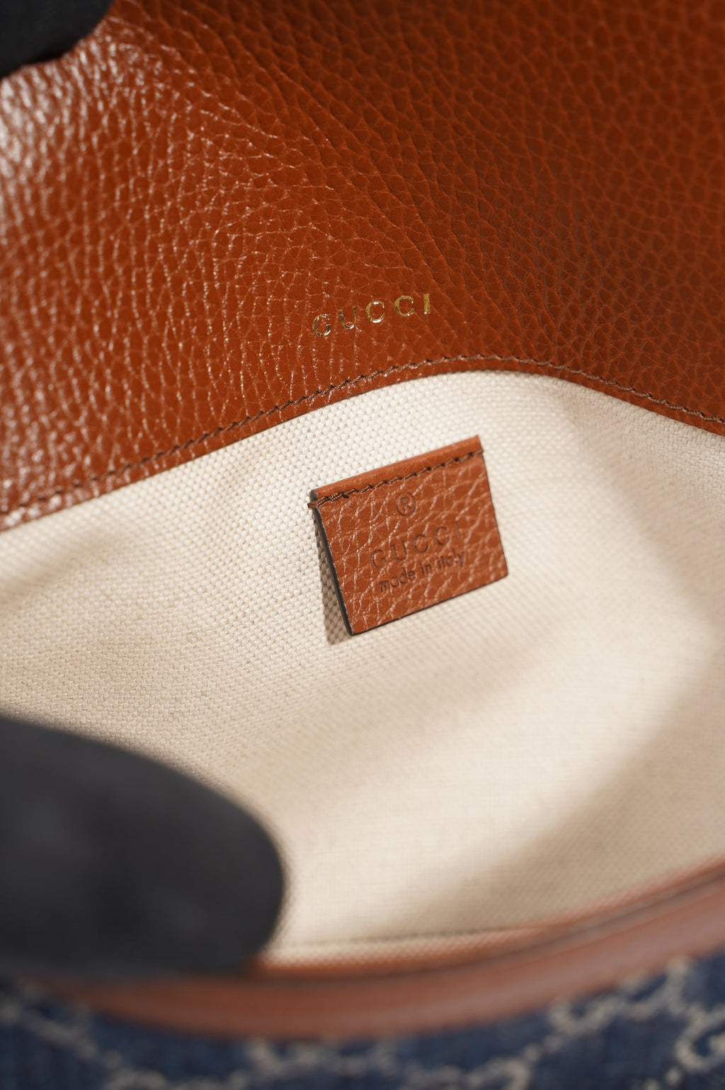 Gucci Womens Horsebit 1955 Mini Bag Denim / Brown