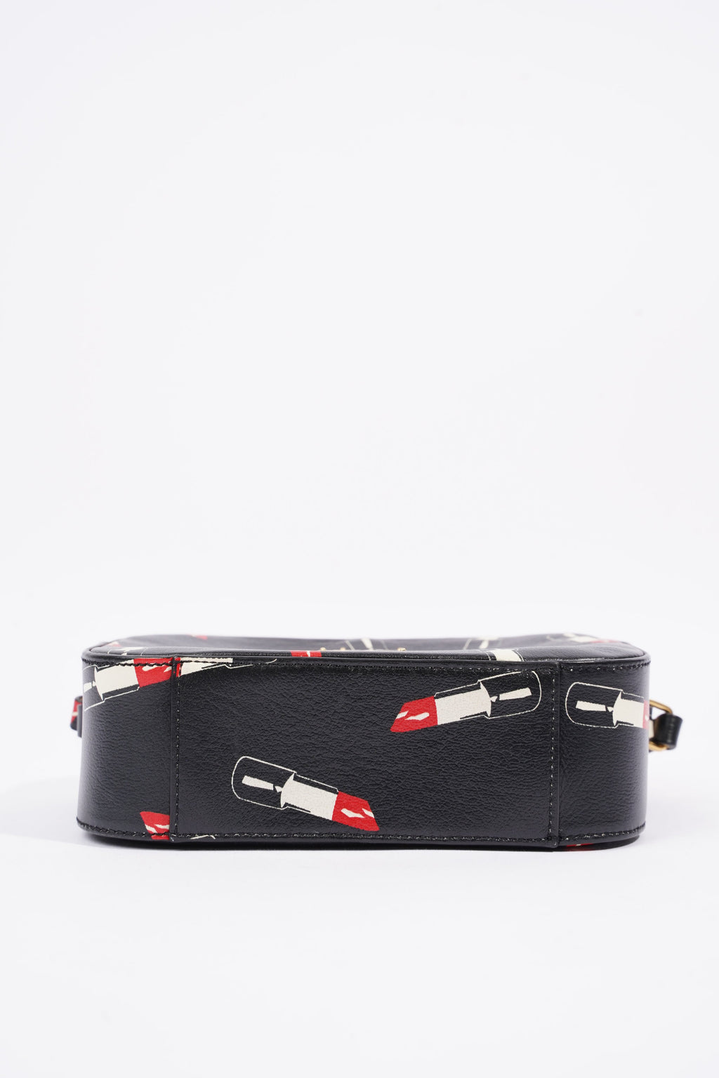 Saint Laurent Womens Lipstick Print Camera Bag Black Leather Small