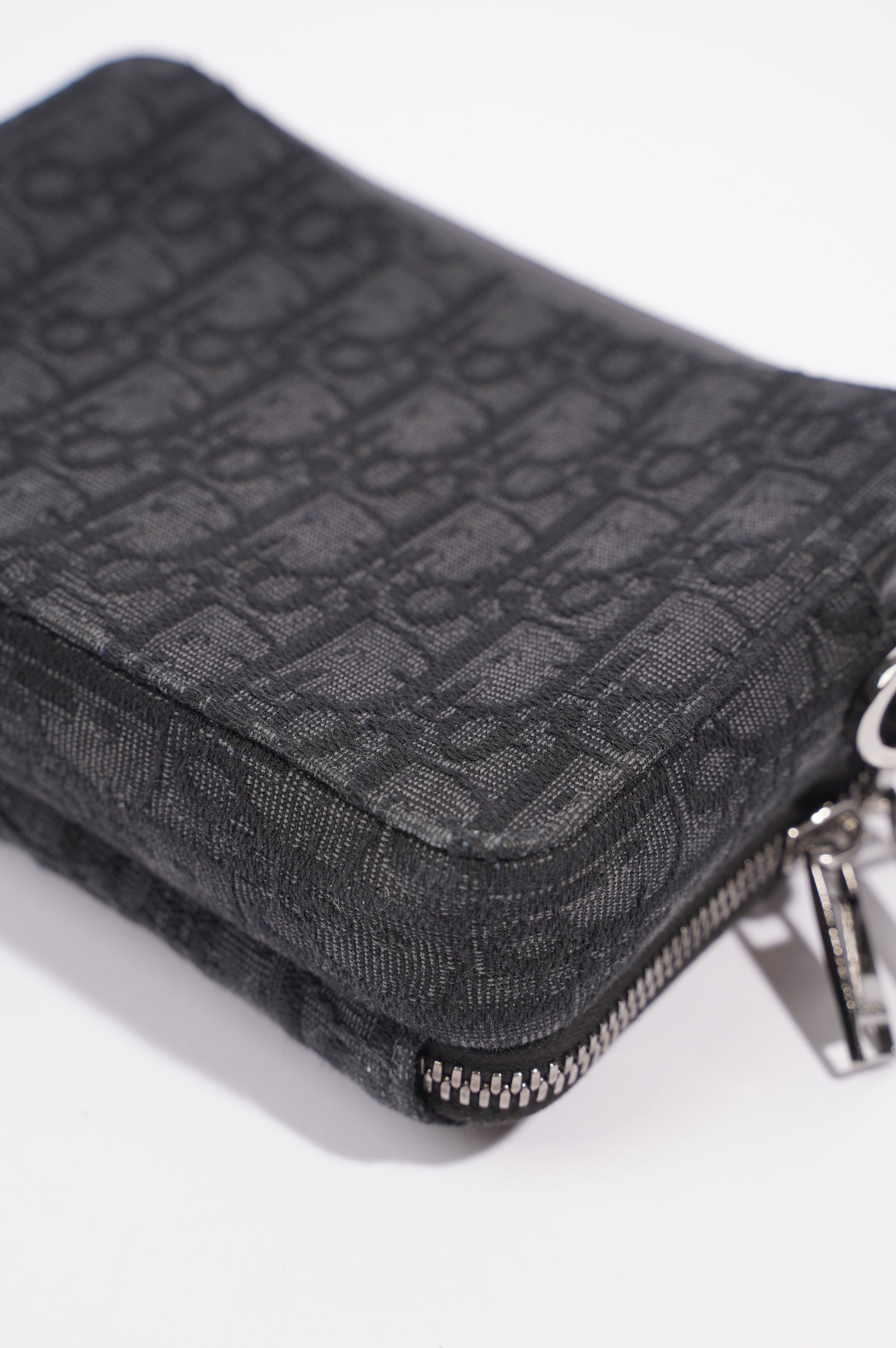 Christian Dior Mens Double Zip Crossbody Black Oblique Canvas
