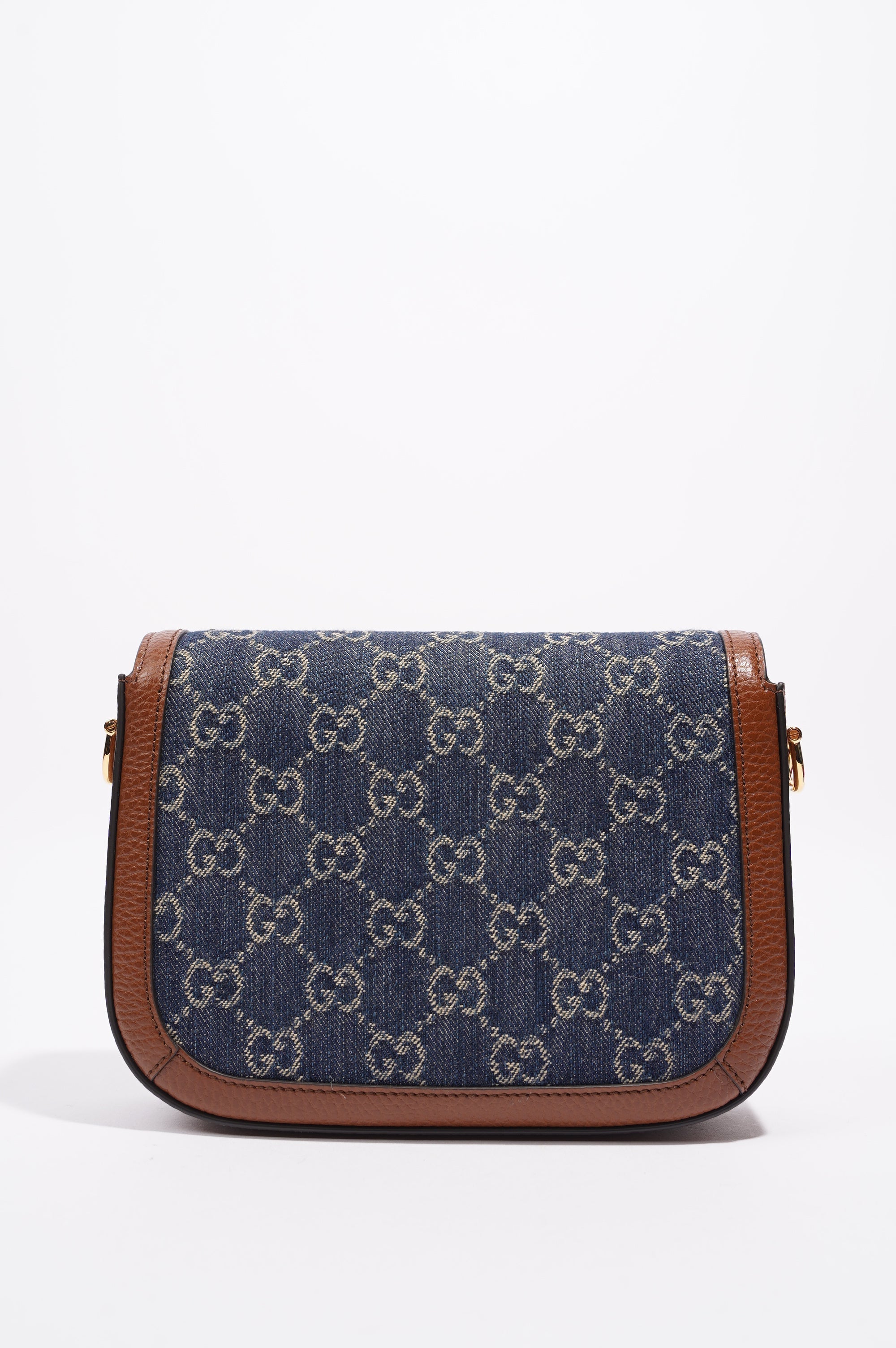Gucci Womens Horsebit 1955 Mini Bag Denim / Brown