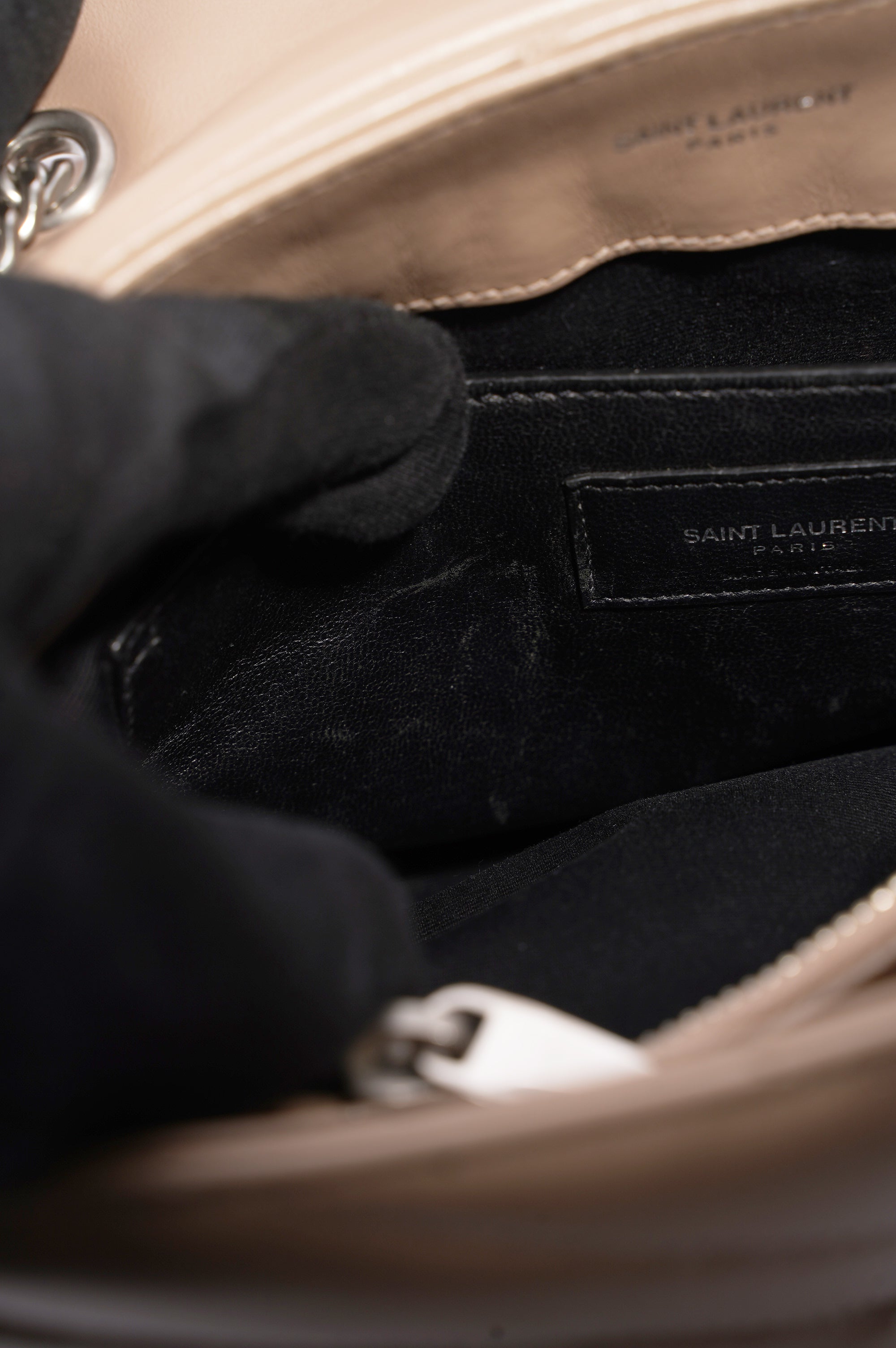 Saint Laurent Womens Lou Lou Dark Beige Small