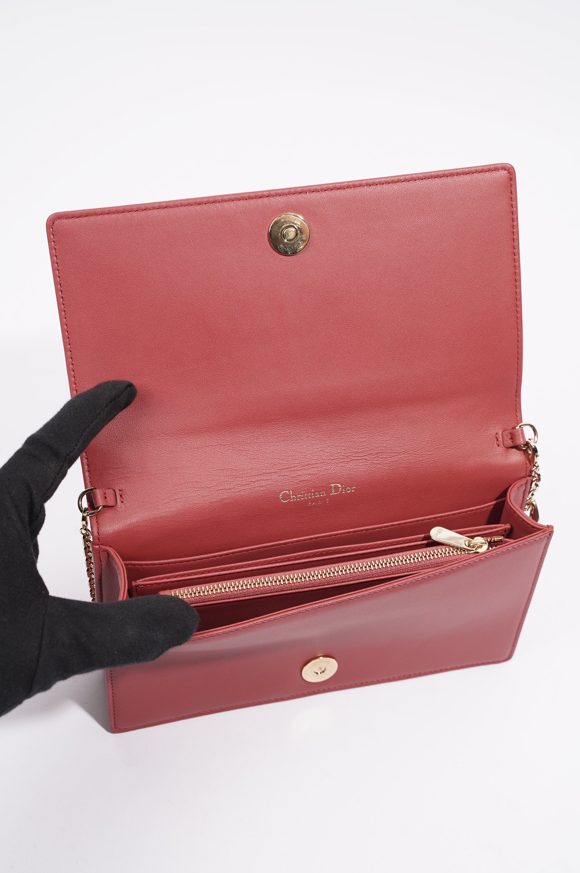Christian Dior Womens Cannage Lady Dior Red WOC