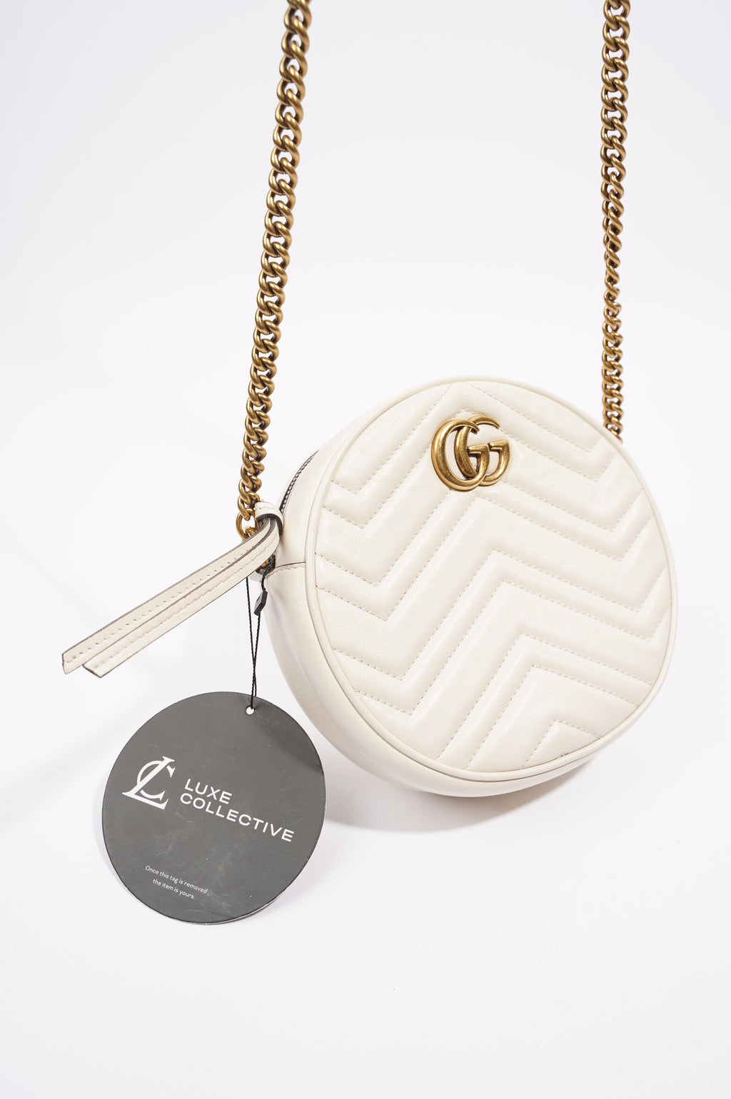 Gucci Womens Marmont Round Bag White / Gold