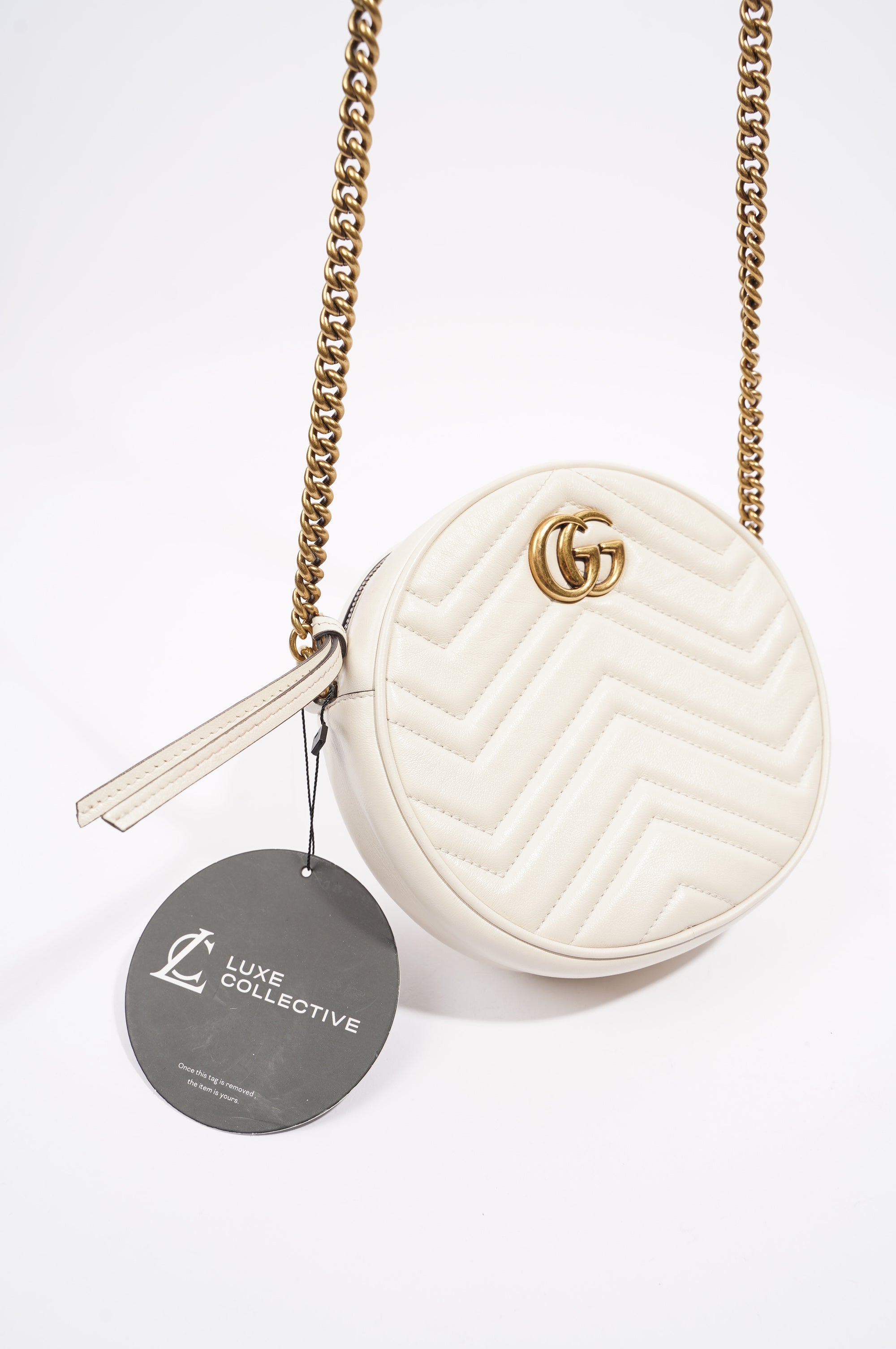 Gucci Womens Marmont Round Bag White / Gold