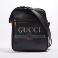 Gucci Mens Print Messenger Black Leather