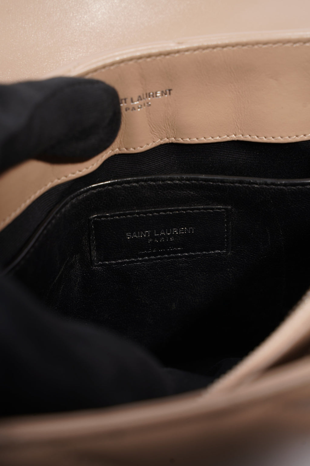 Saint Laurent Womens Lou Lou Dark Beige Small