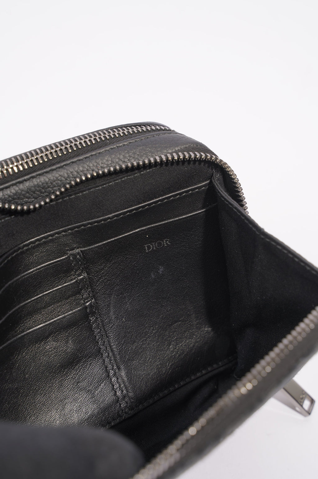 Christian Dior Mens Double Zip Crossbody Black Oblique Canvas