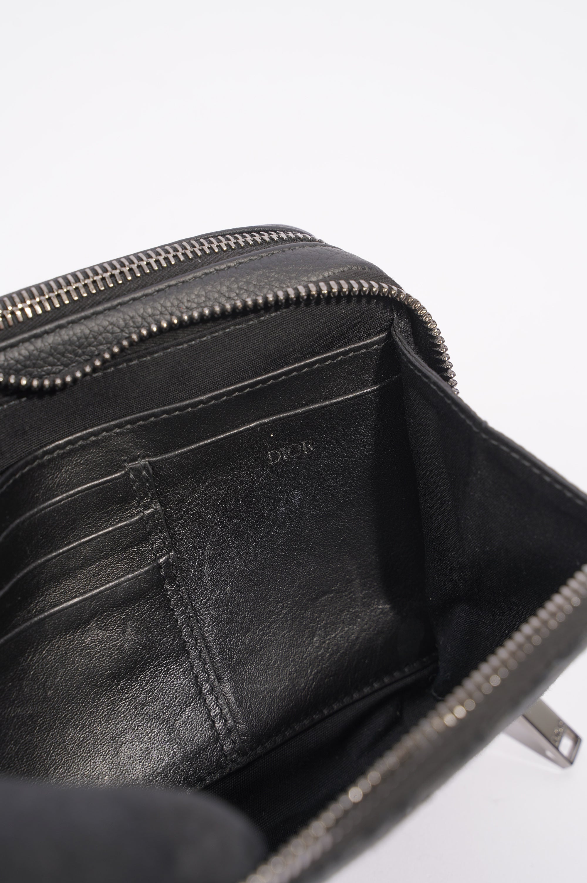 Christian Dior Mens Double Zip Crossbody Black Oblique Canvas