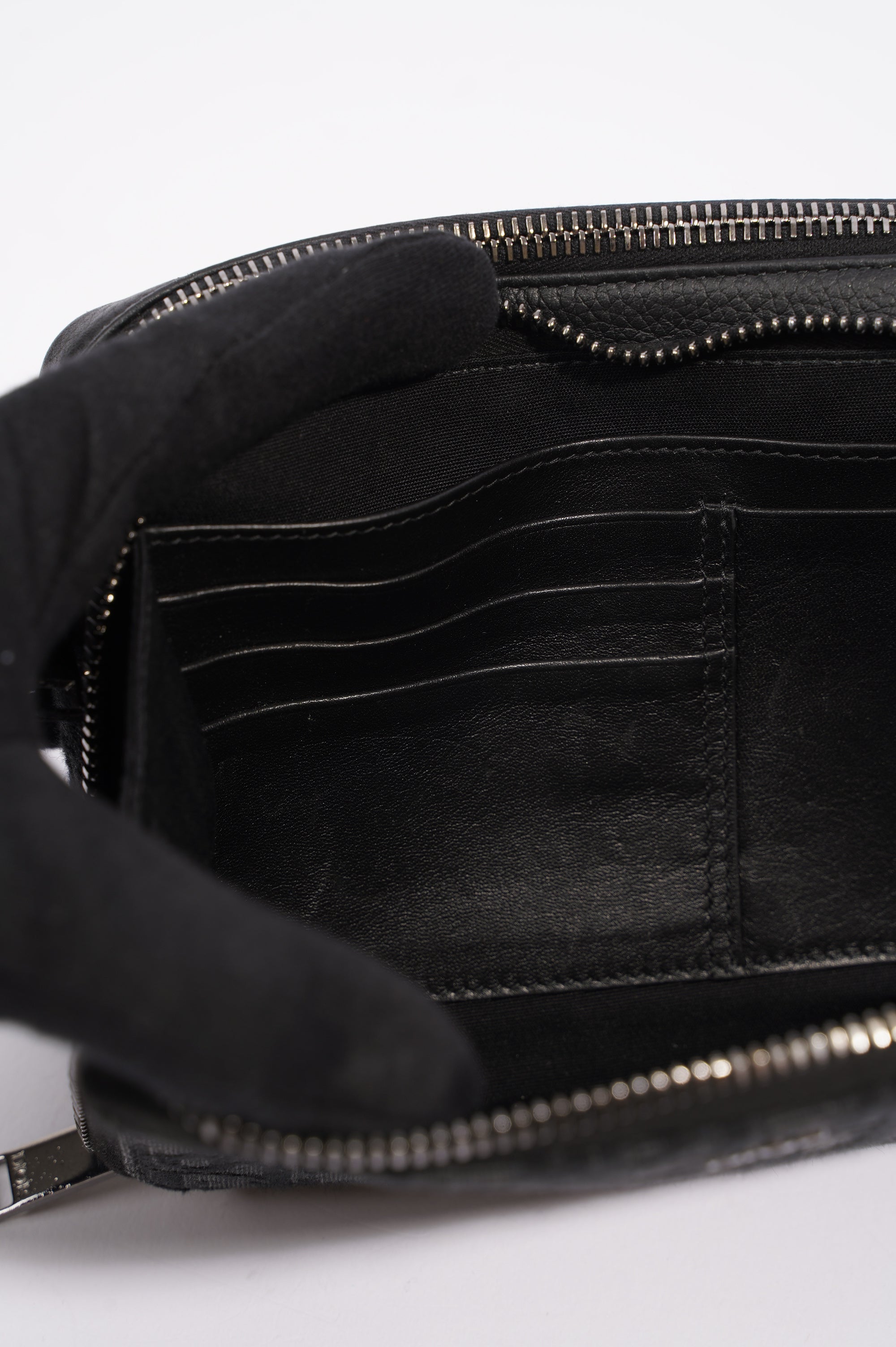 Christian Dior Mens Double Zip Crossbody Black Oblique Canvas
