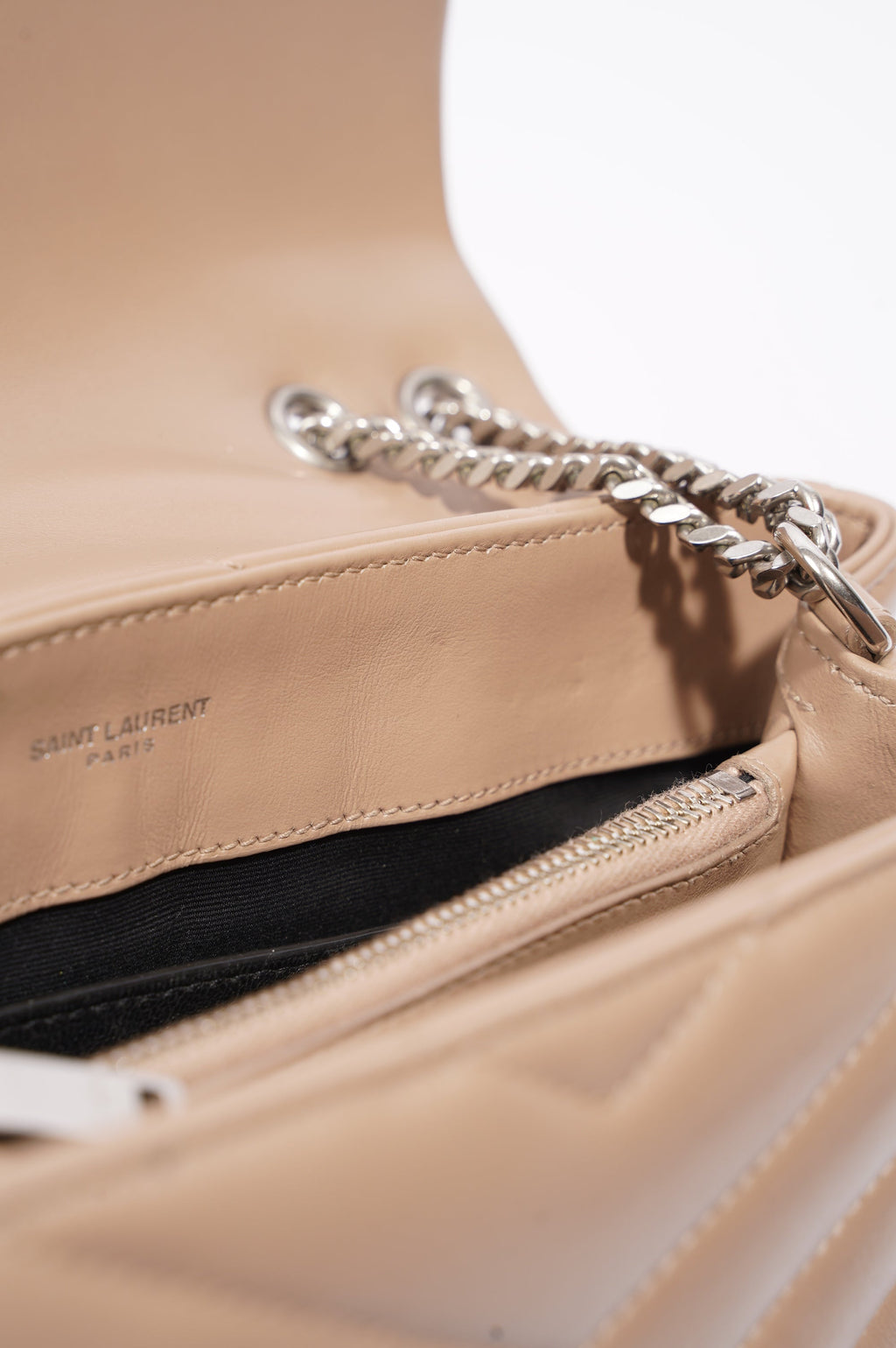 Saint Laurent Womens Lou Lou Dark Beige Small