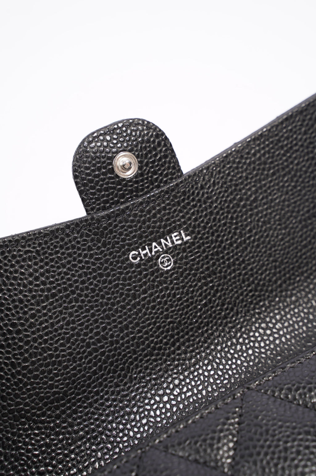 Chanel Womens Flap Wallet Black Caviar