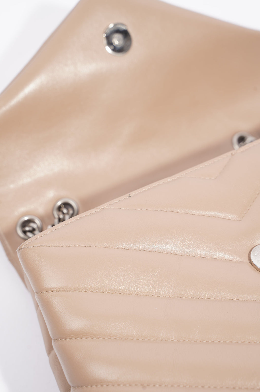 Saint Laurent Womens Lou Lou Dark Beige Small