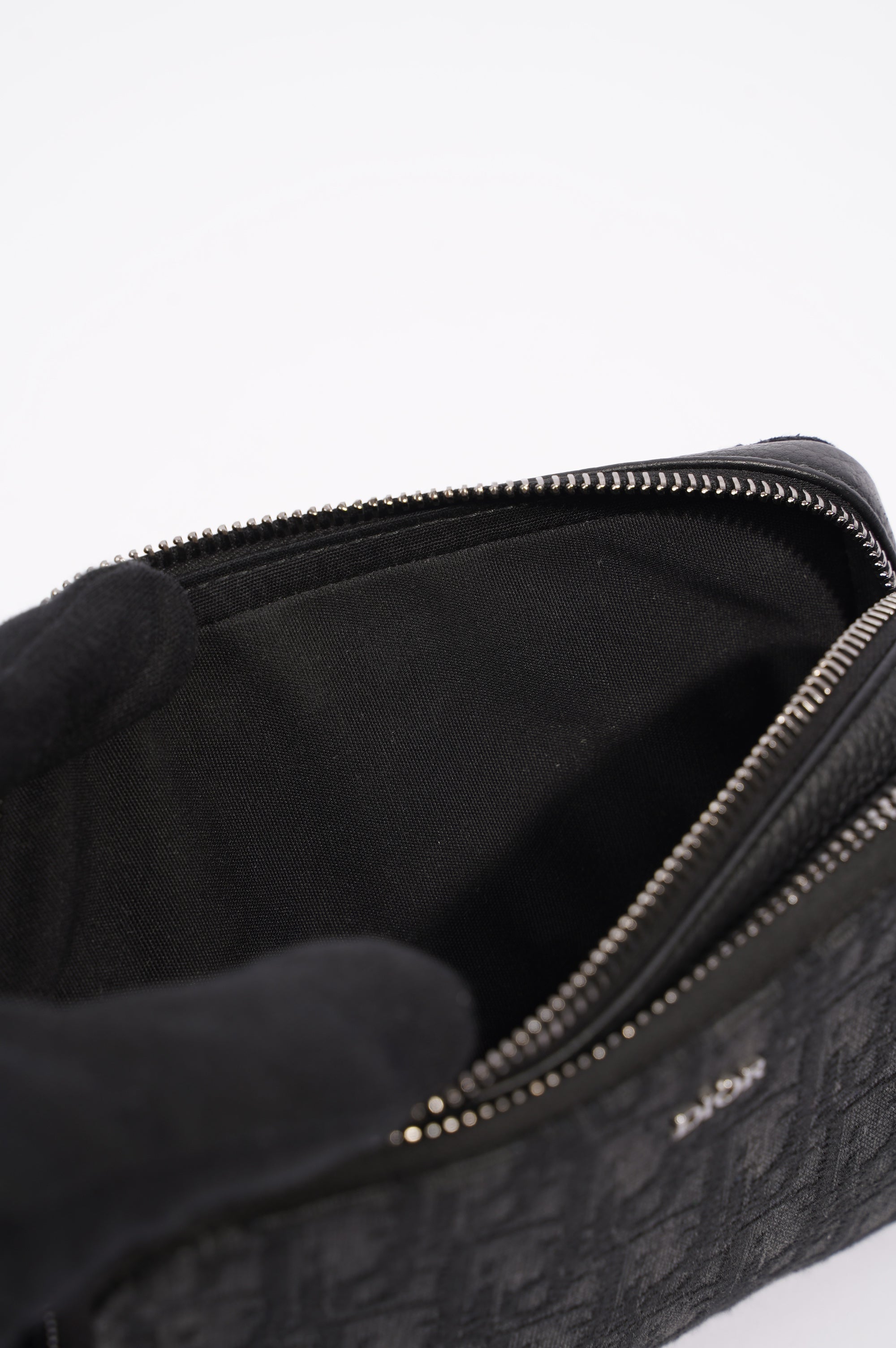 Christian Dior Mens Double Zip Crossbody Black Oblique Canvas