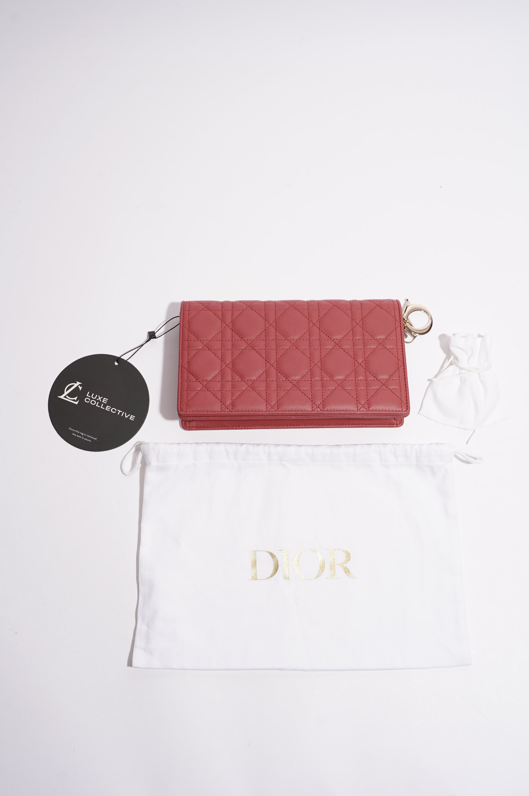 Christian Dior Womens Cannage Lady Dior Red WOC