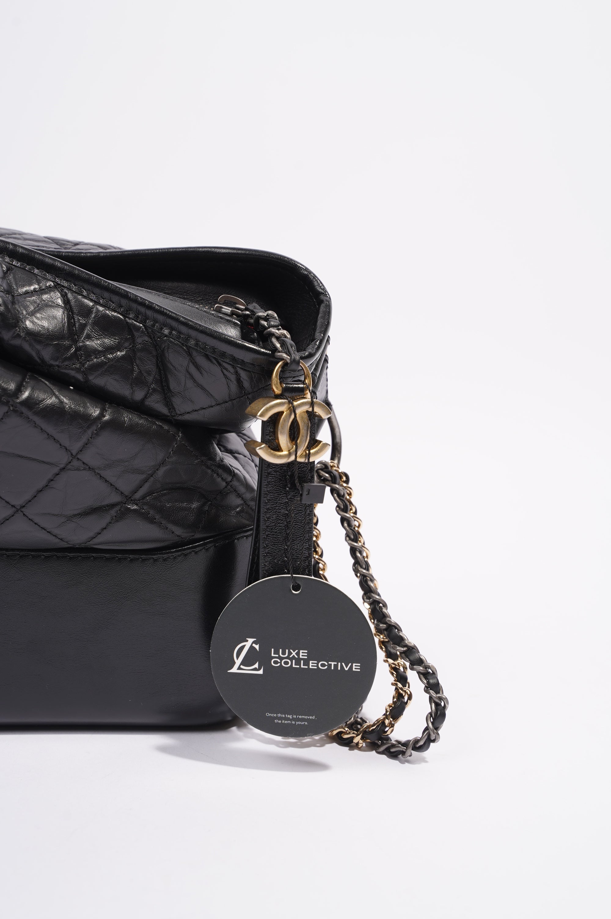 Chanel Womens Gabrielle Hobo Bag Black Lambskin Large