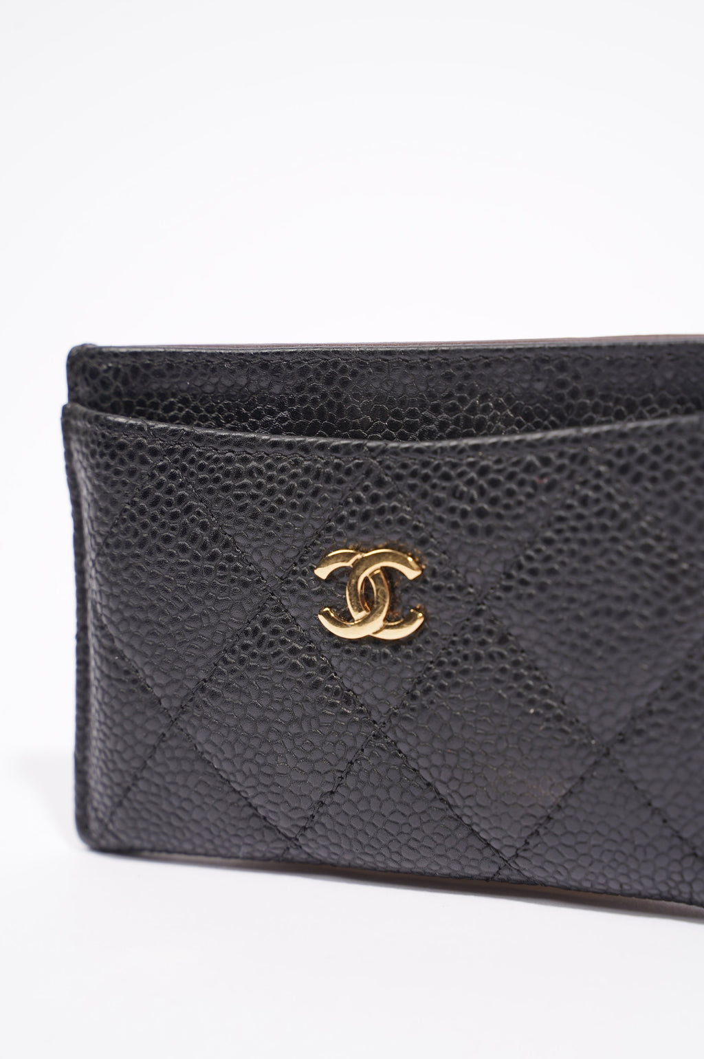 Chanel Womens Card Wallet Black Caviar