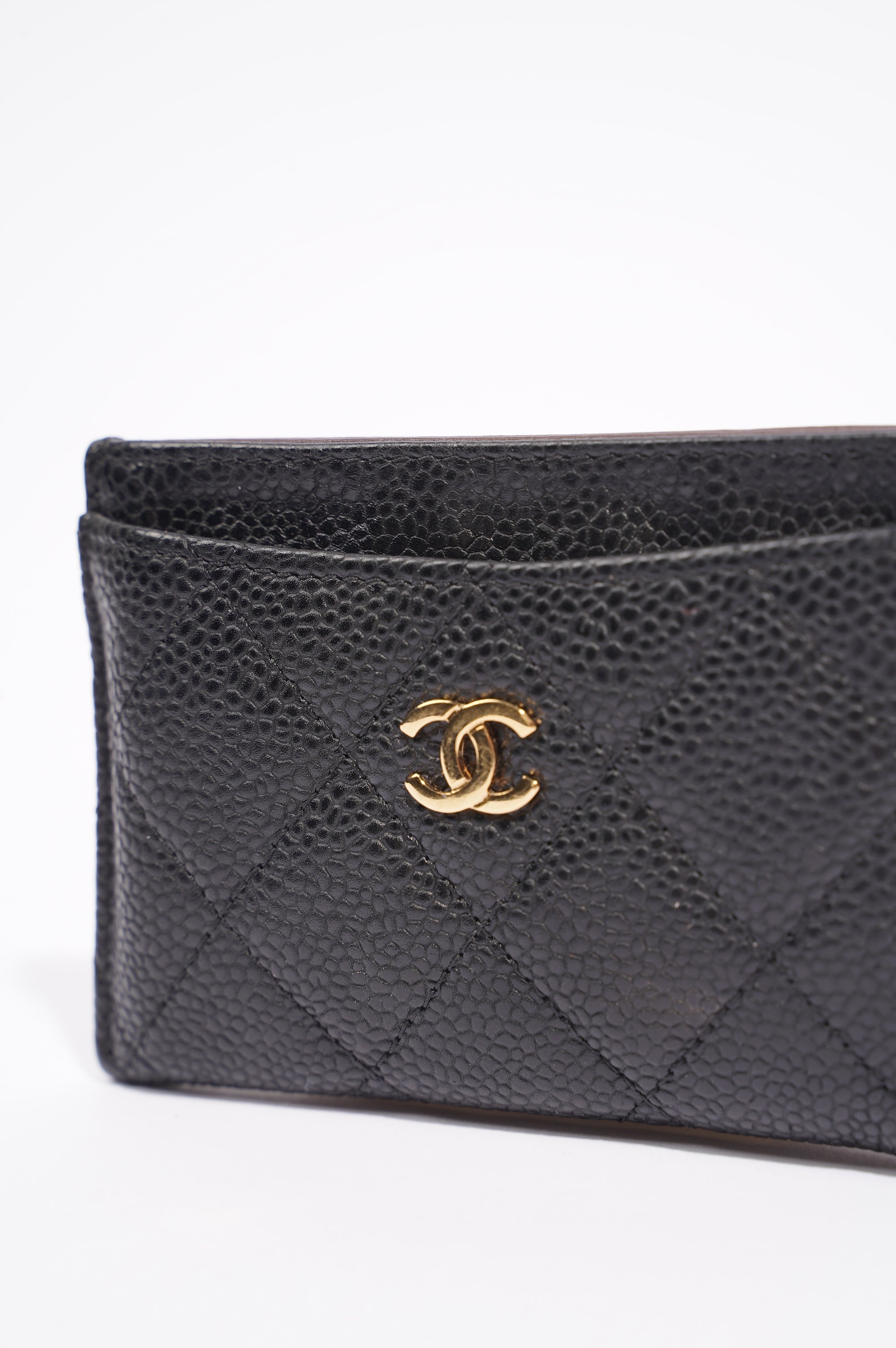Chanel Womens Card Wallet Black Caviar