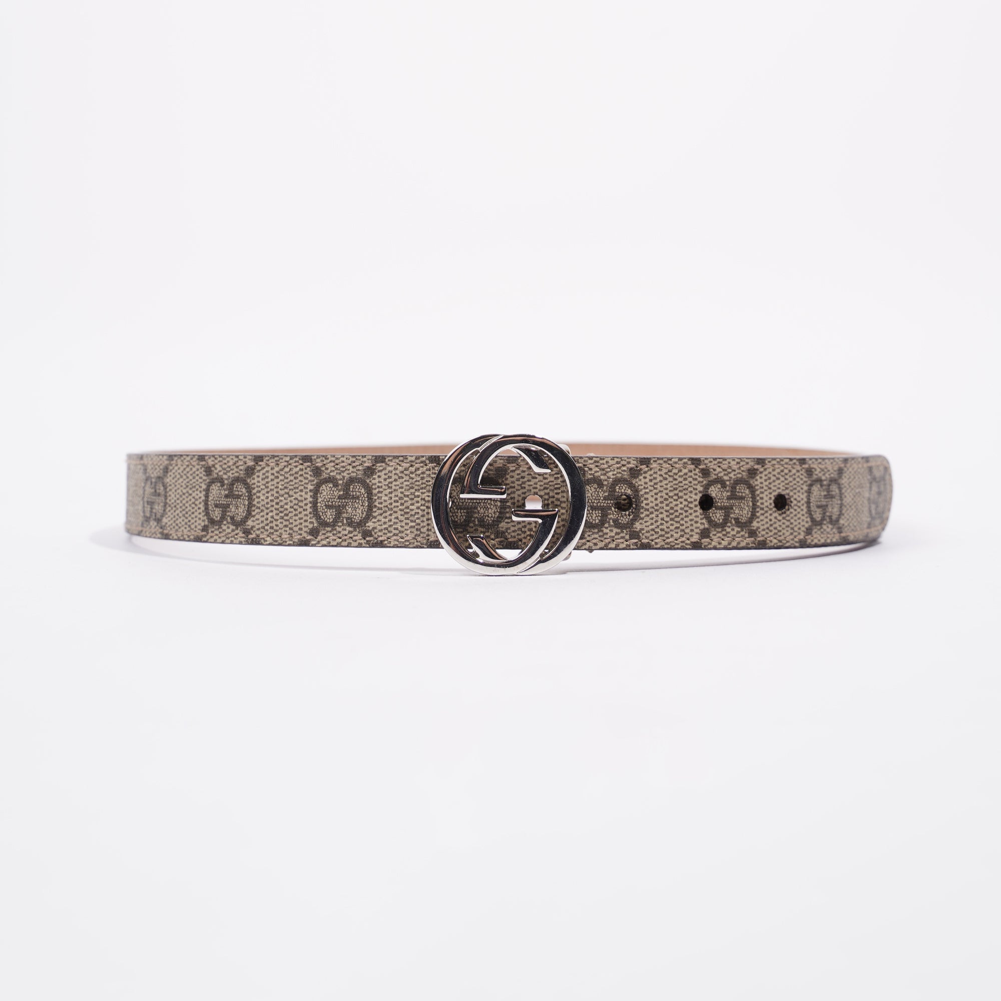 Gucci Womens Skinny Interlocking Belt Supreme / Silver Mini