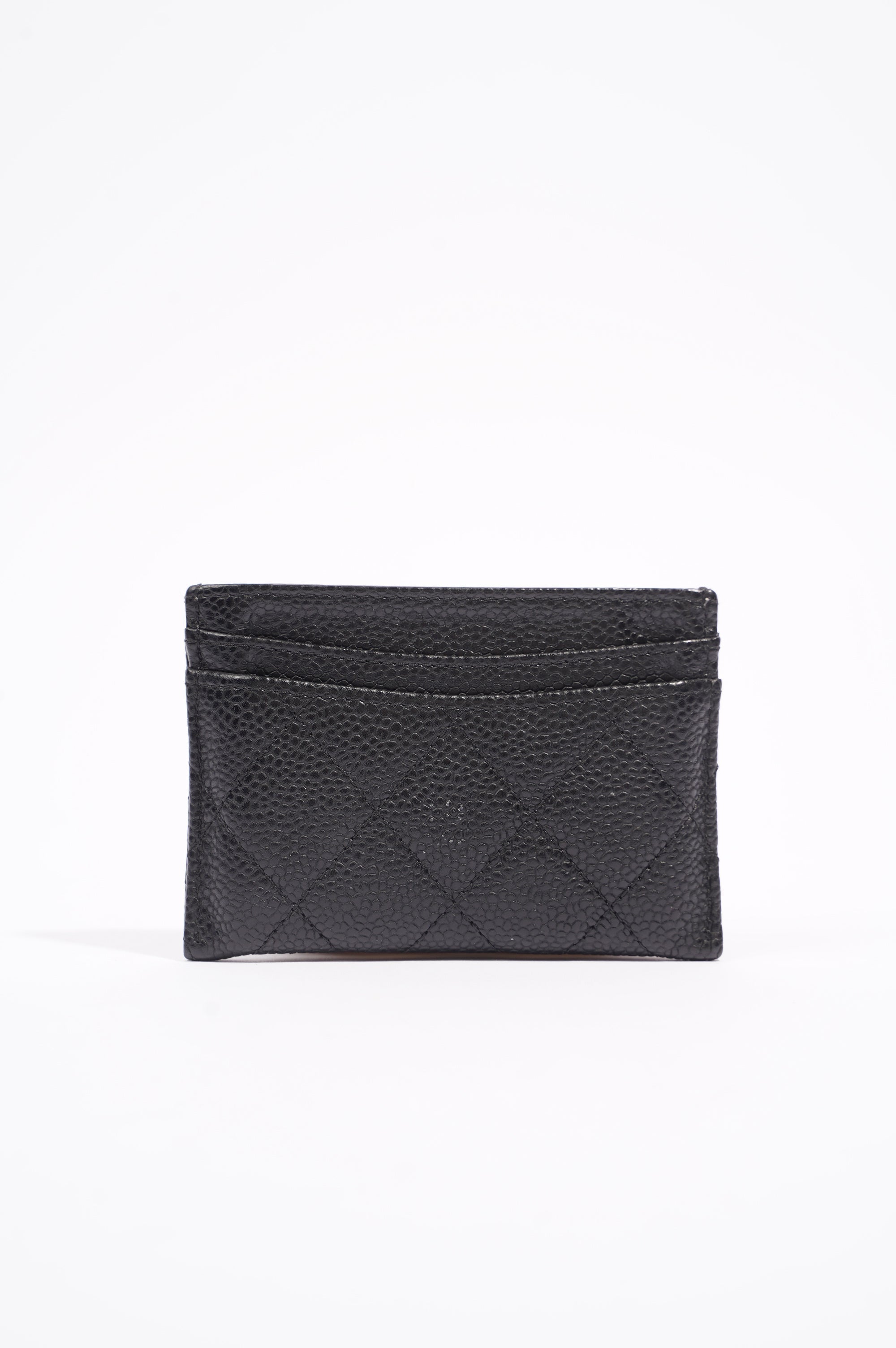 Chanel Womens Card Wallet Black Caviar