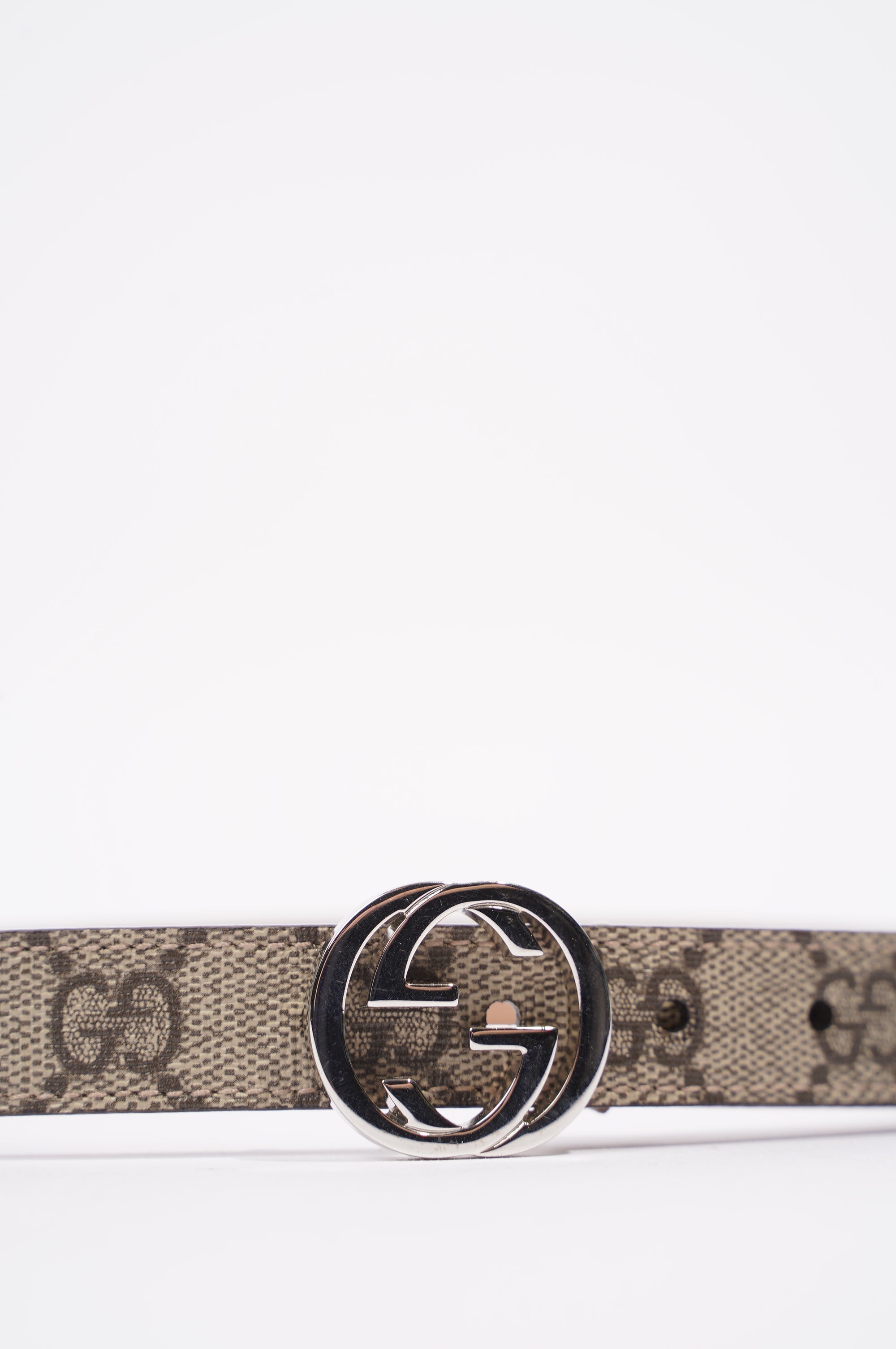 Gucci Womens Skinny Interlocking Belt Supreme / Silver Mini