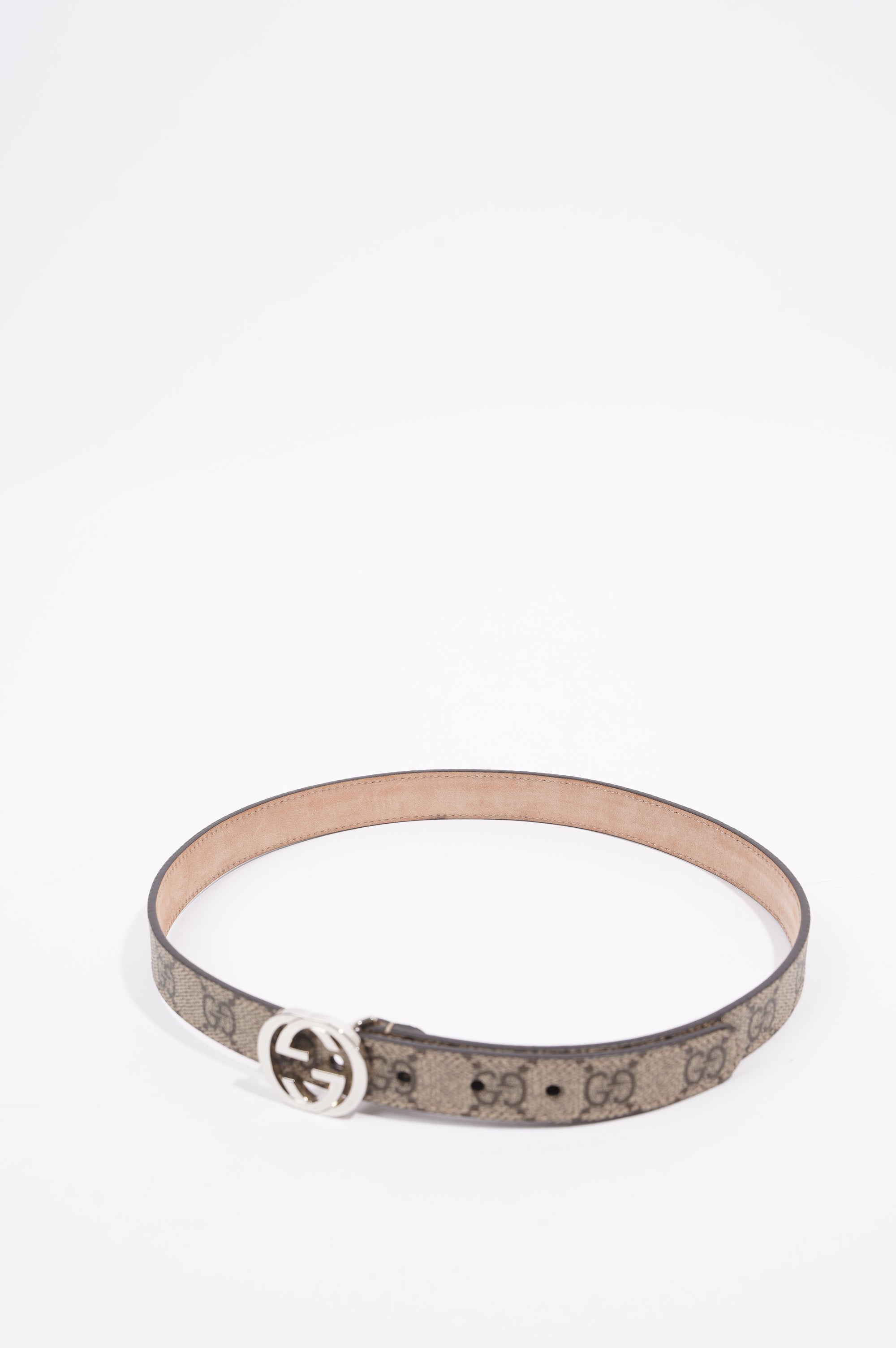 Gucci Womens Skinny Interlocking Belt Supreme / Silver Mini