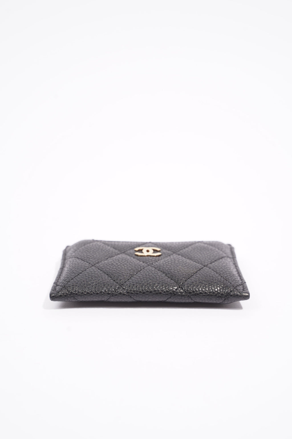 Chanel Womens Card Wallet Black Caviar