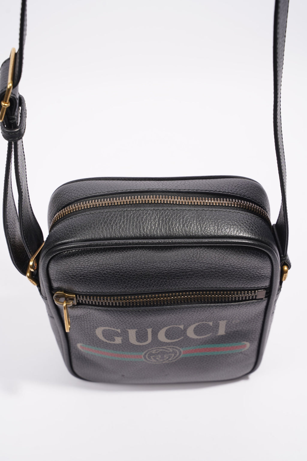 Gucci Mens Print Messenger Black Leather