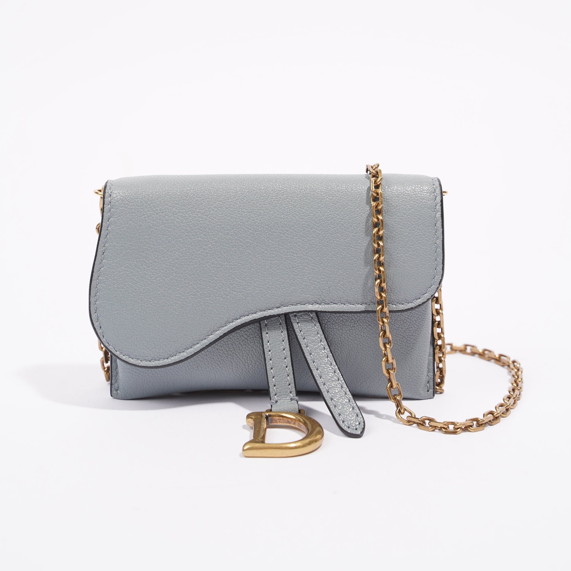 Christian Dior Womens Saddle Pouch Baby Blue Nano