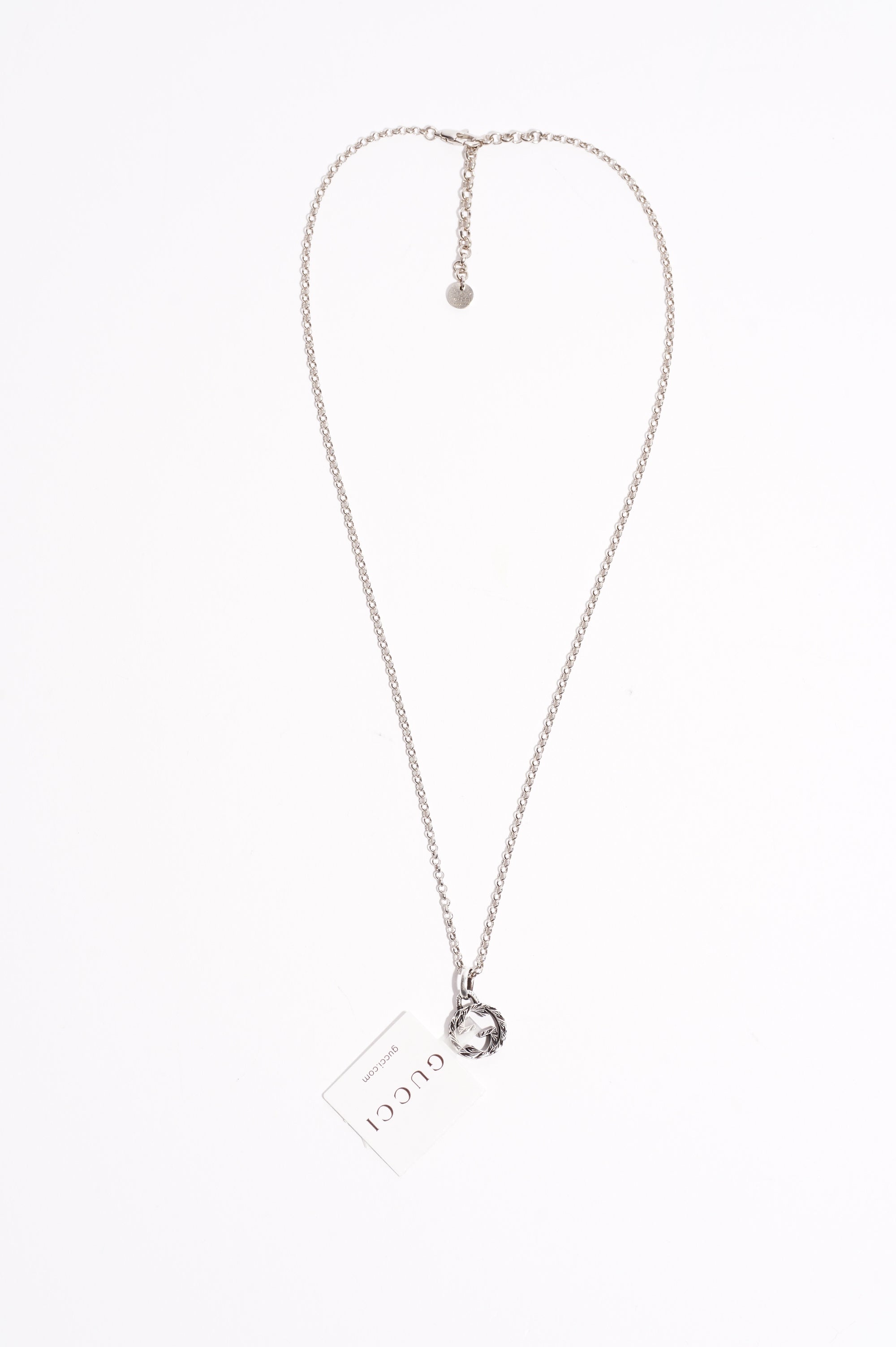 Gucci Womens Interlocking G Pendant Necklace Silver
