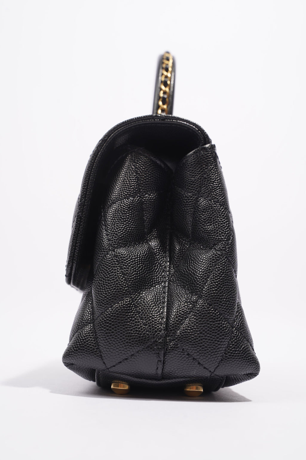 Chanel Womens Coco Top Handle Black Caviar Leather Small