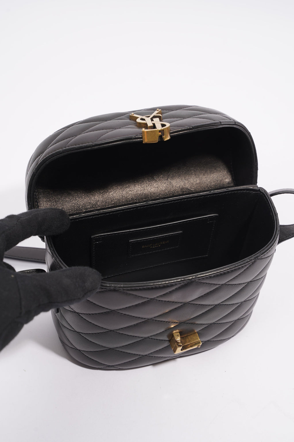 Saint Laurent Womens June Quilted Box Bag Black
