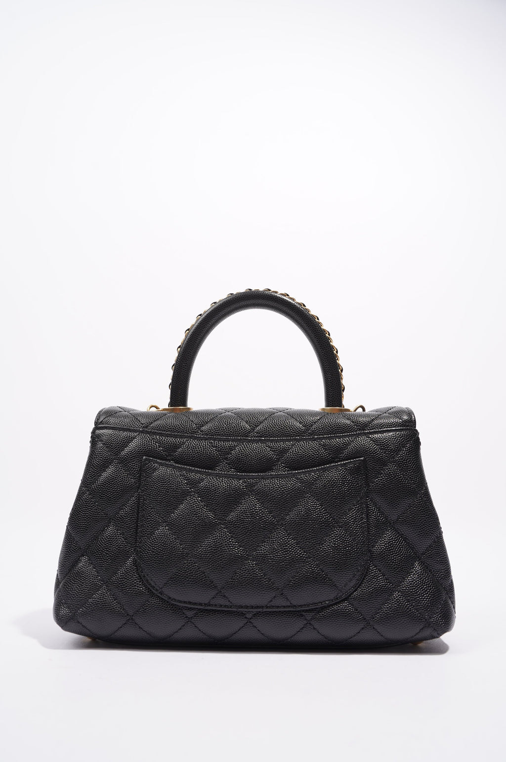 Chanel Womens Coco Top Handle Black Caviar Leather Small