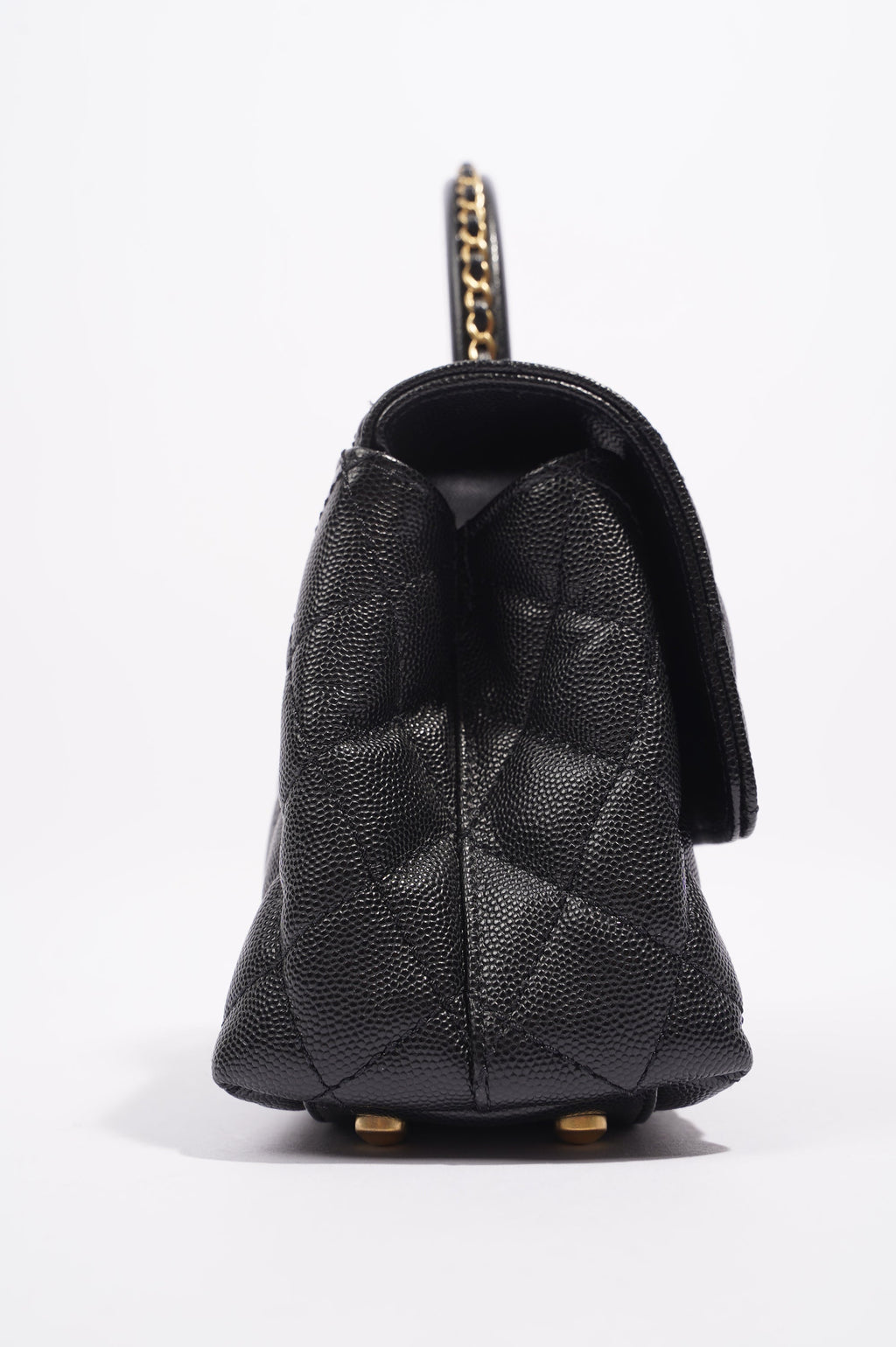 Chanel Womens Coco Top Handle Black Caviar Leather Small