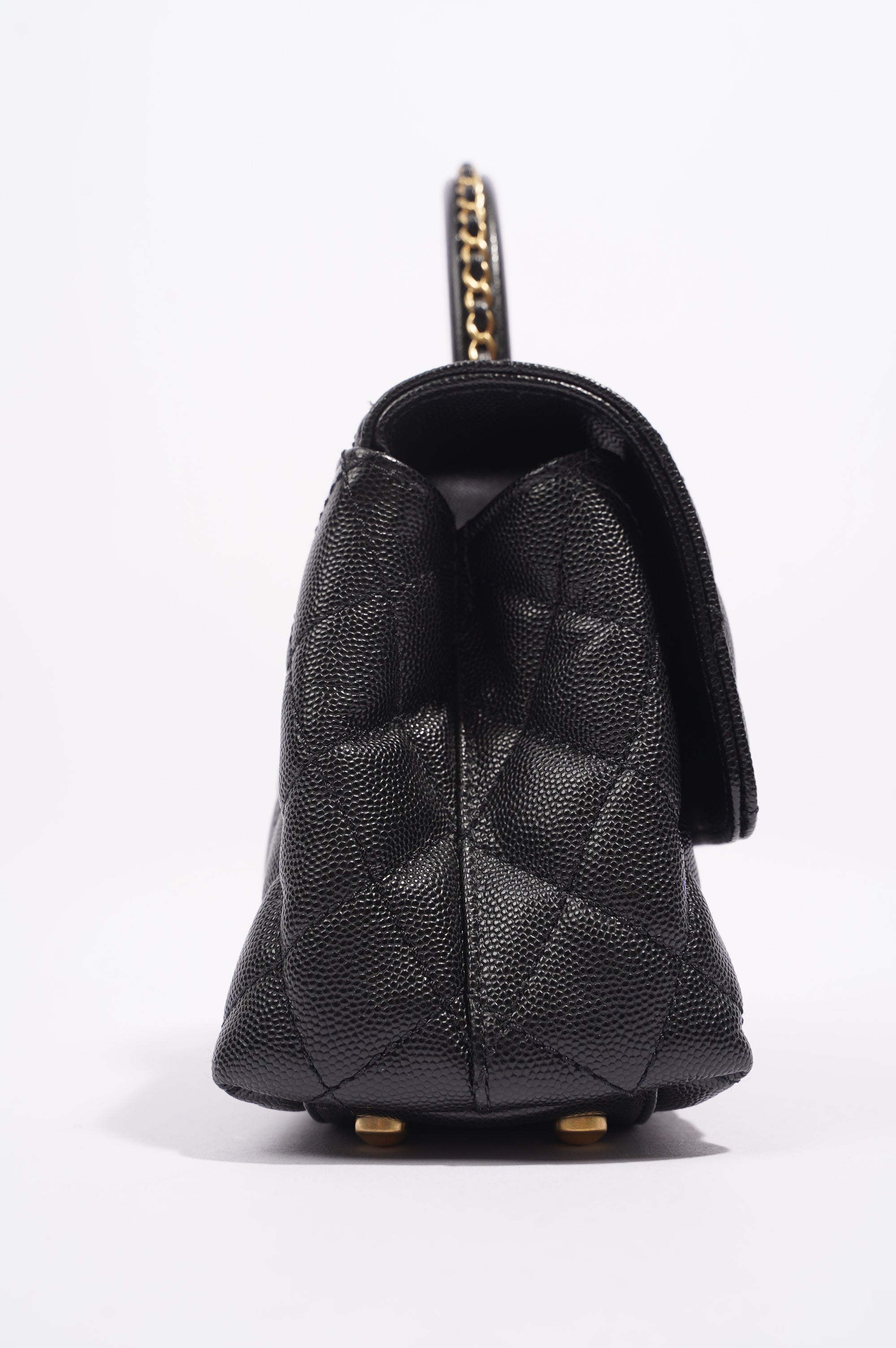Chanel Womens Coco Top Handle Black Caviar Leather Small