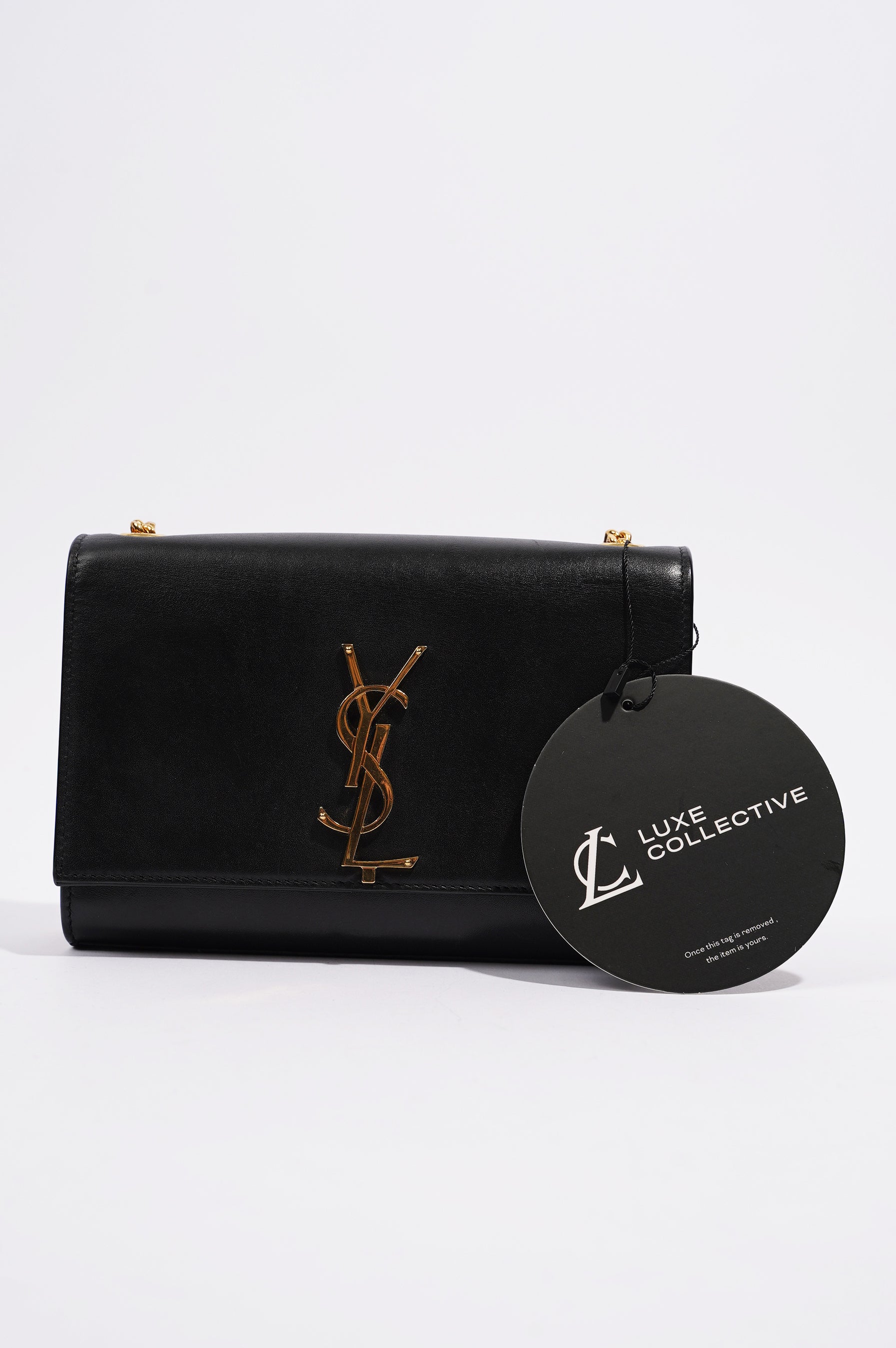 Saint Laurent Womens Kate Tassle Black / Gold Small