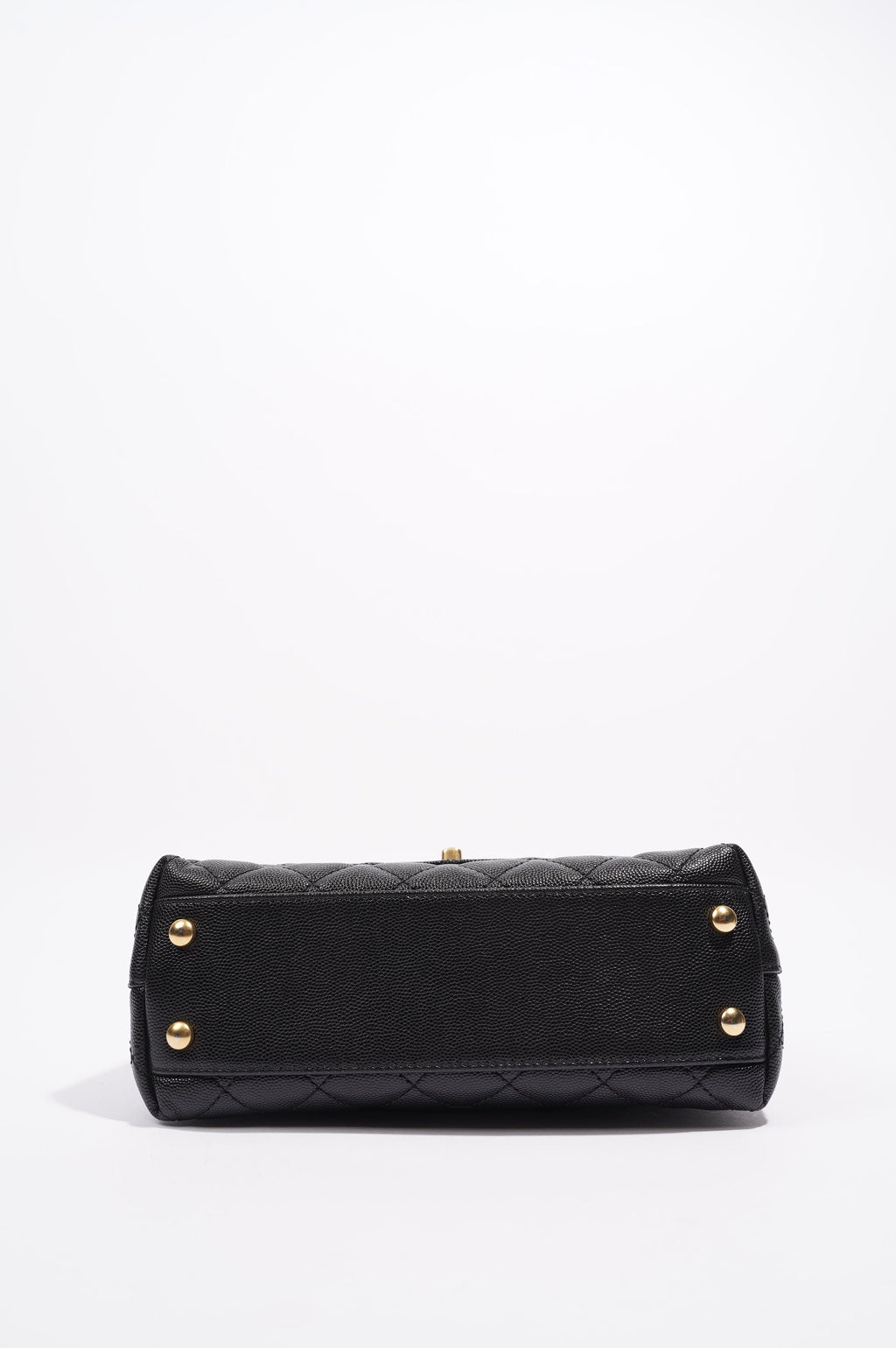 Chanel Womens Coco Top Handle Black Caviar Leather Small