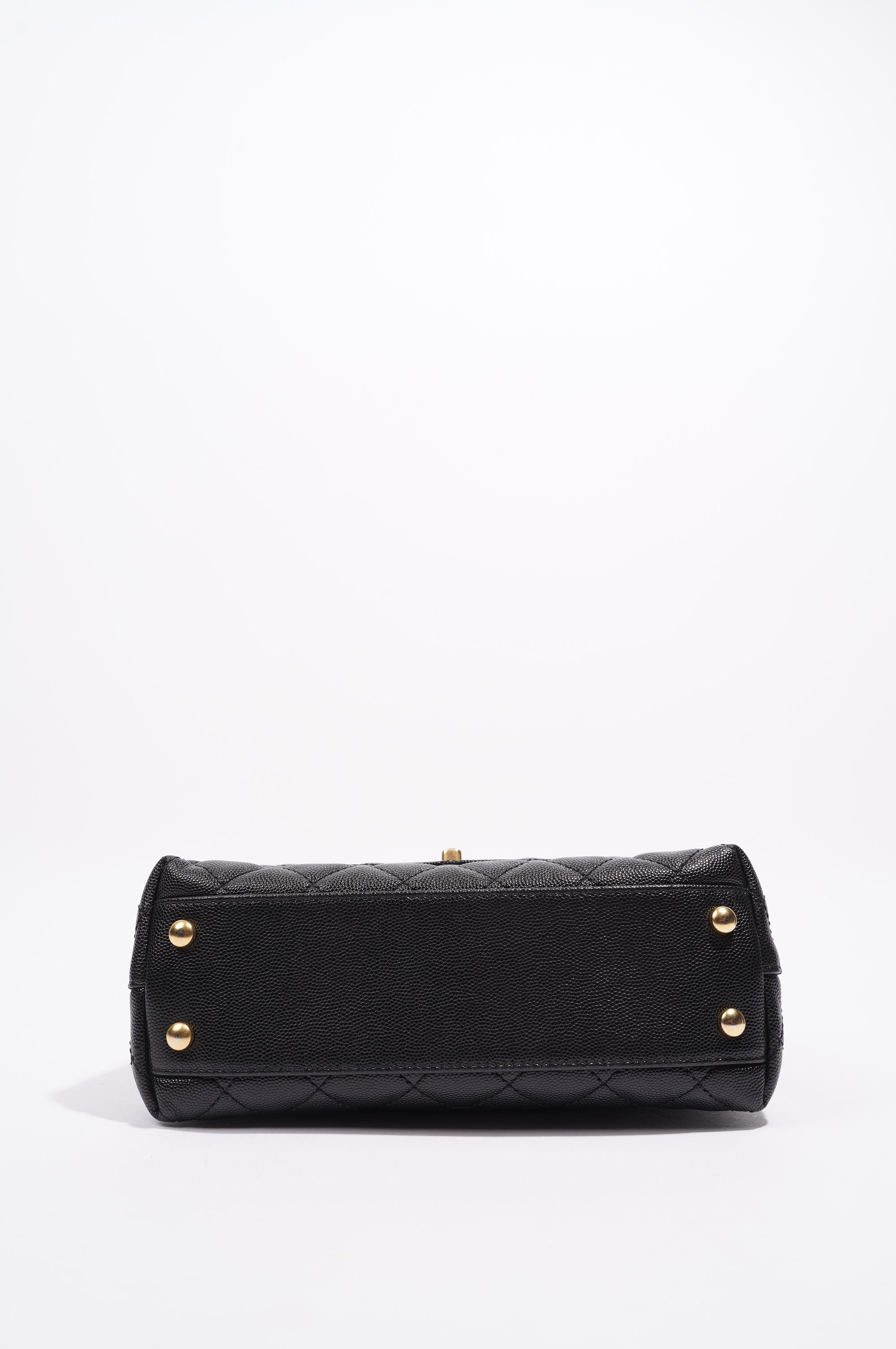 Chanel Womens Coco Top Handle Black Caviar Leather Small