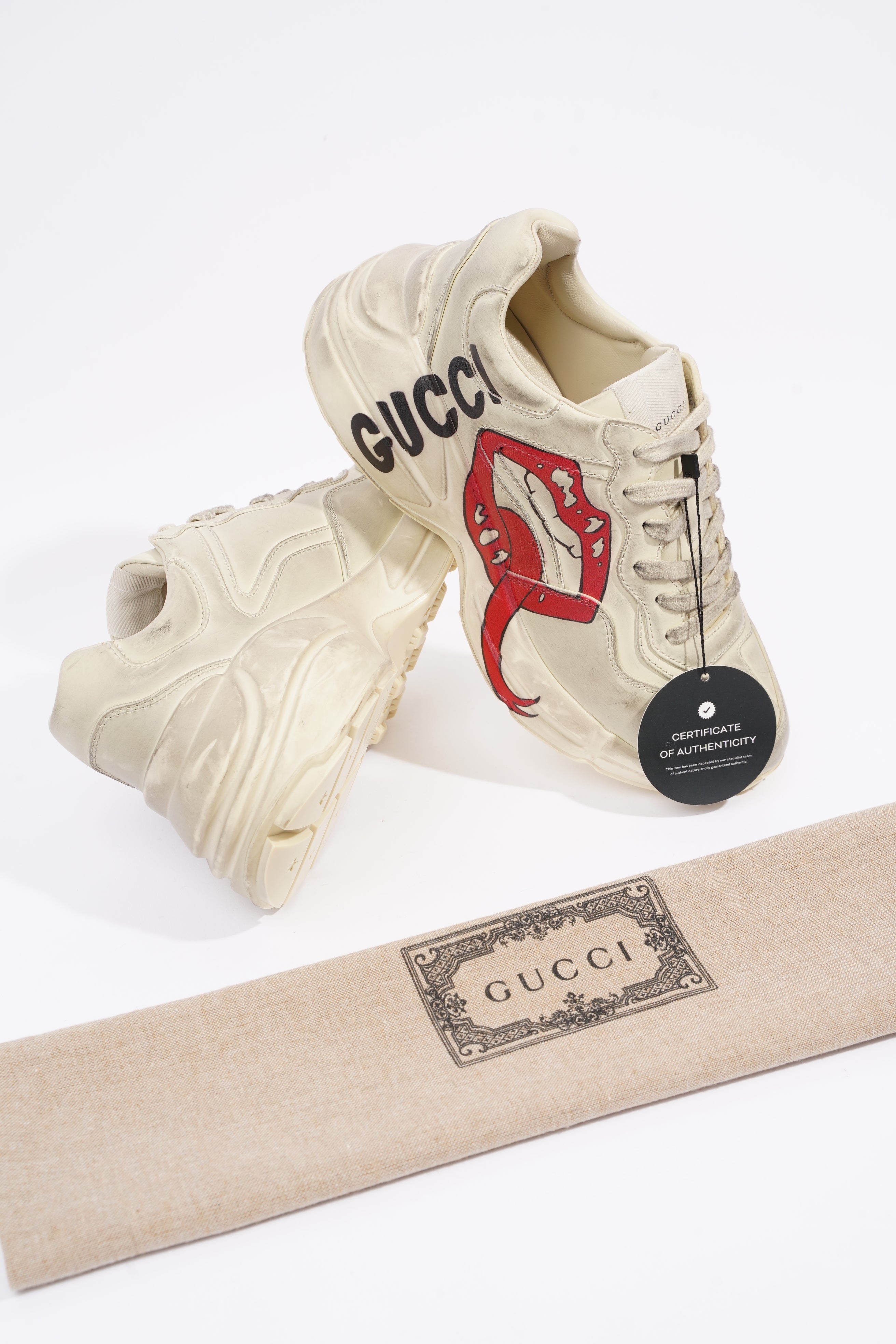 Gucci Womens Rhyton Cream Distressed EU 38 / UK 5