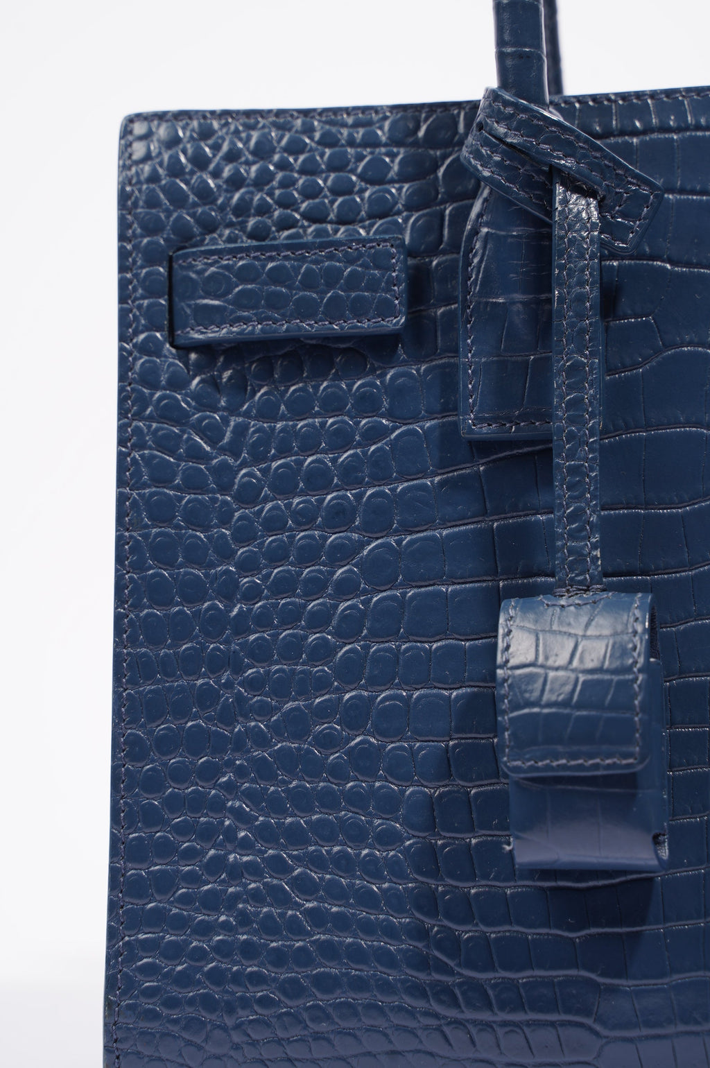 Saint Laurent Womens Sac De Jour Navy Croc Baby